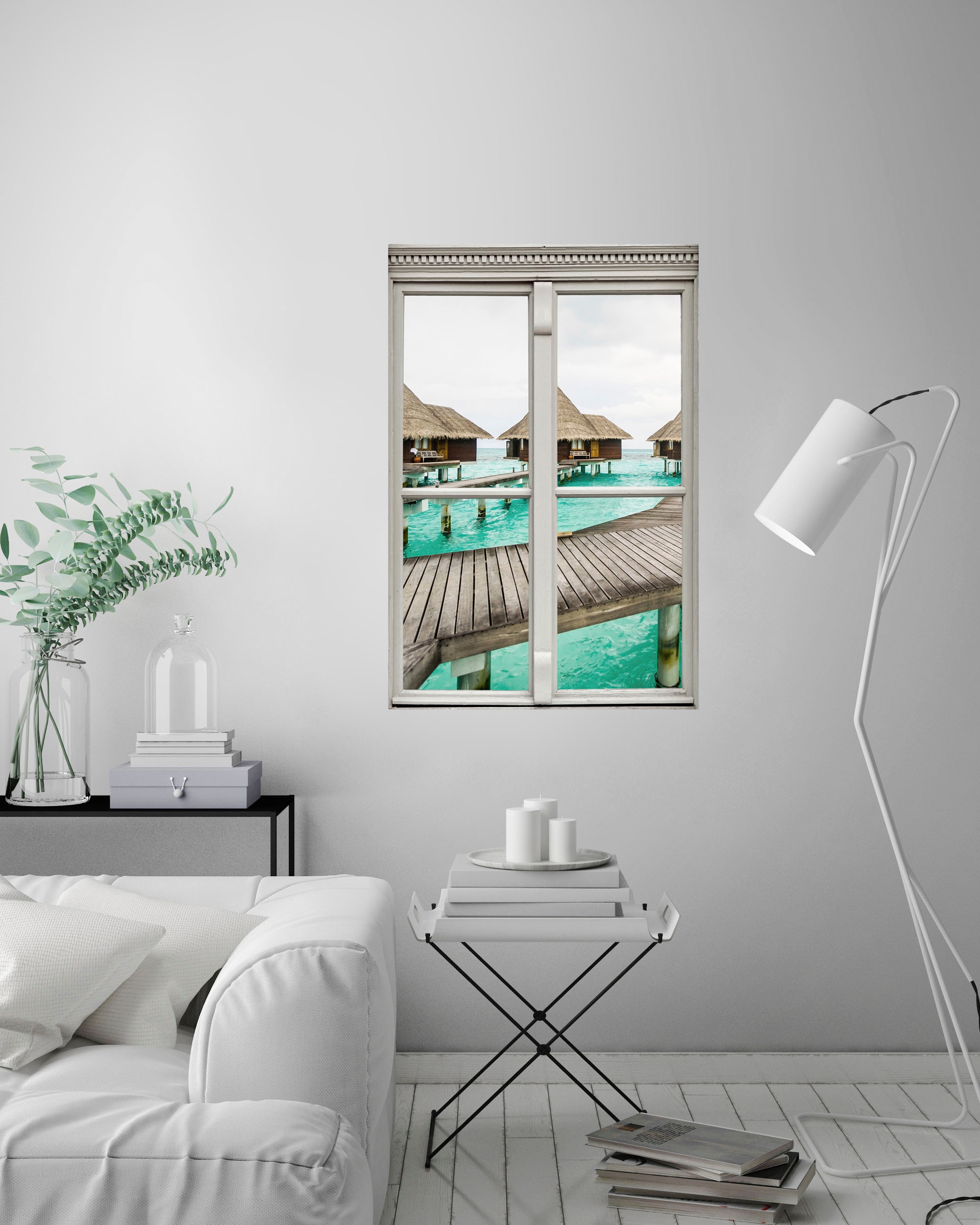 queence Wandsticker »Häuser im Wasser«, Wandsticker, Wandbild, selbstklebend, 3D, Fenster