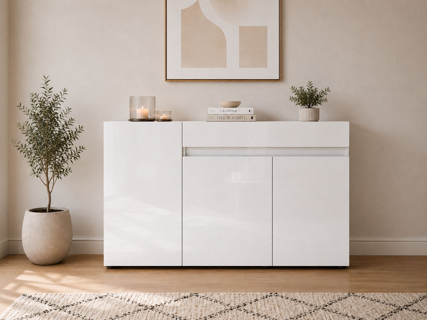 Image of Home affaire Sideboard "MISTER, Kommode, Lowboard, Schrank, Breite 135 cm, Made in Italy" Korpus und Fronten komplett Hochglanz lackiert B/H 135x80cm