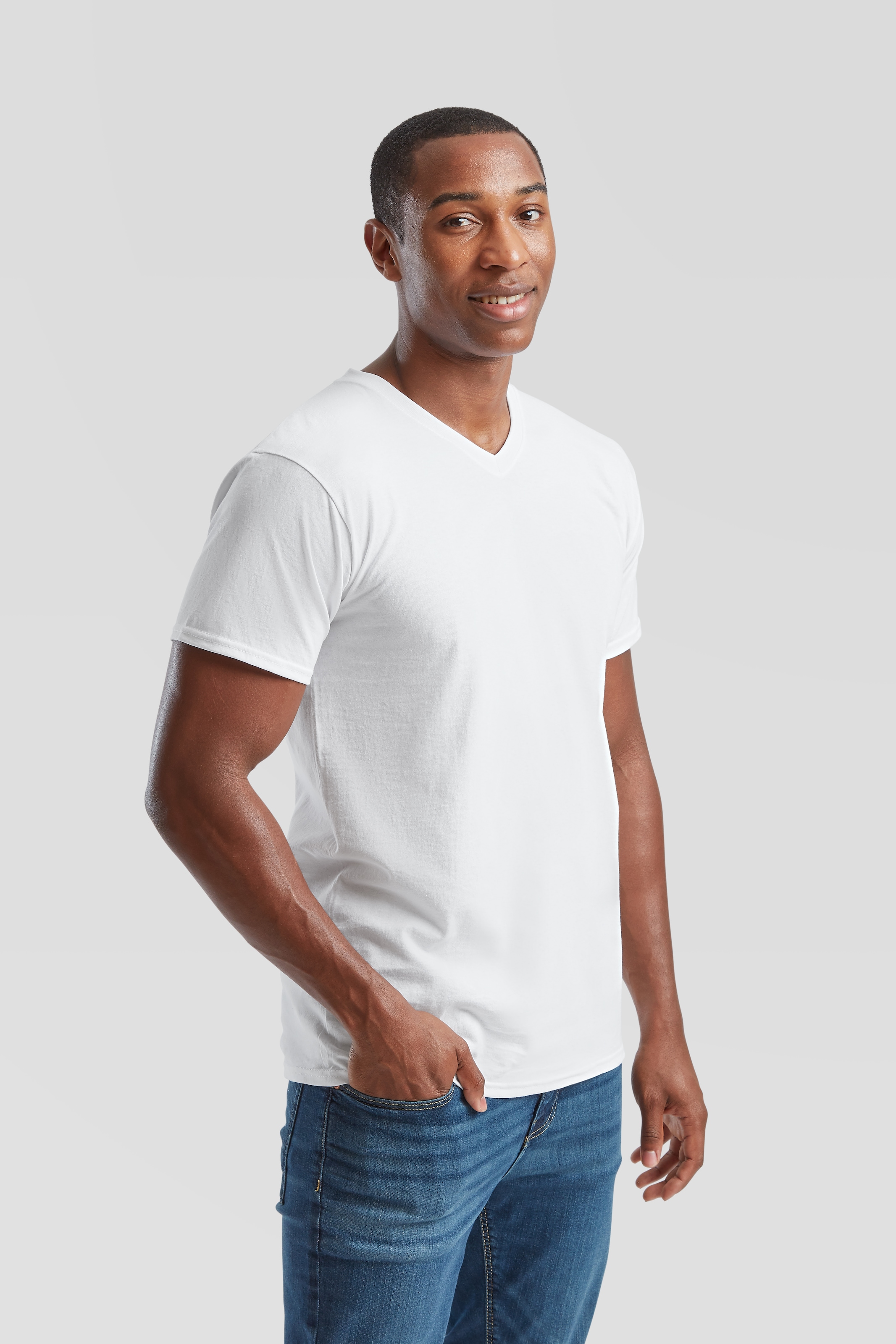 Fruit of the Loom T-Shirt Packung, 6 Stk. aus Baumwolle, V-Ausschnitt, 6-teilig