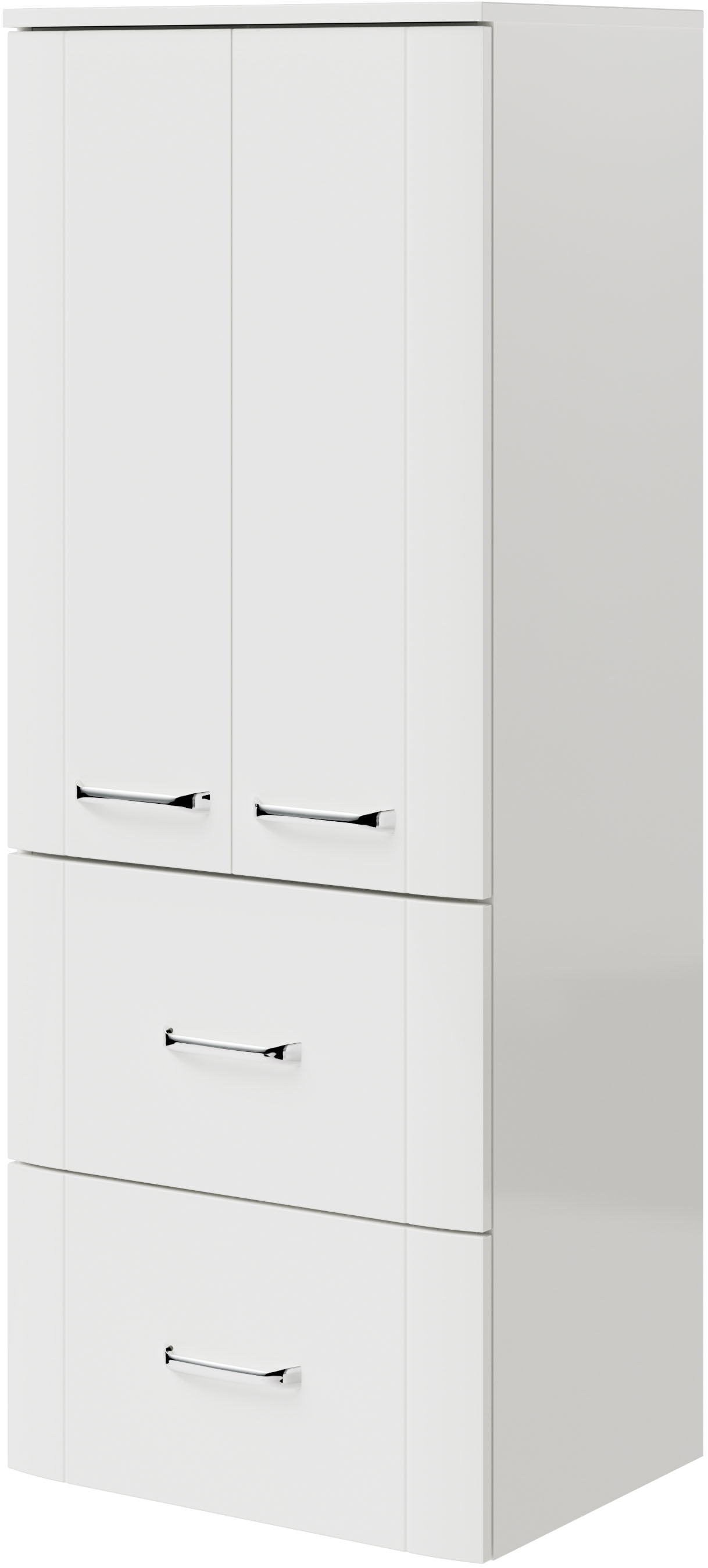 Image of Saphir Midischrank "Serie 3006 Badschrank 50cm,2 Türen,2 Schubladen,Türdämpfer" 2 Glas-Einlegeböden, Badezimmer-Midischrank 130 cm hoch, 38 cm tief
