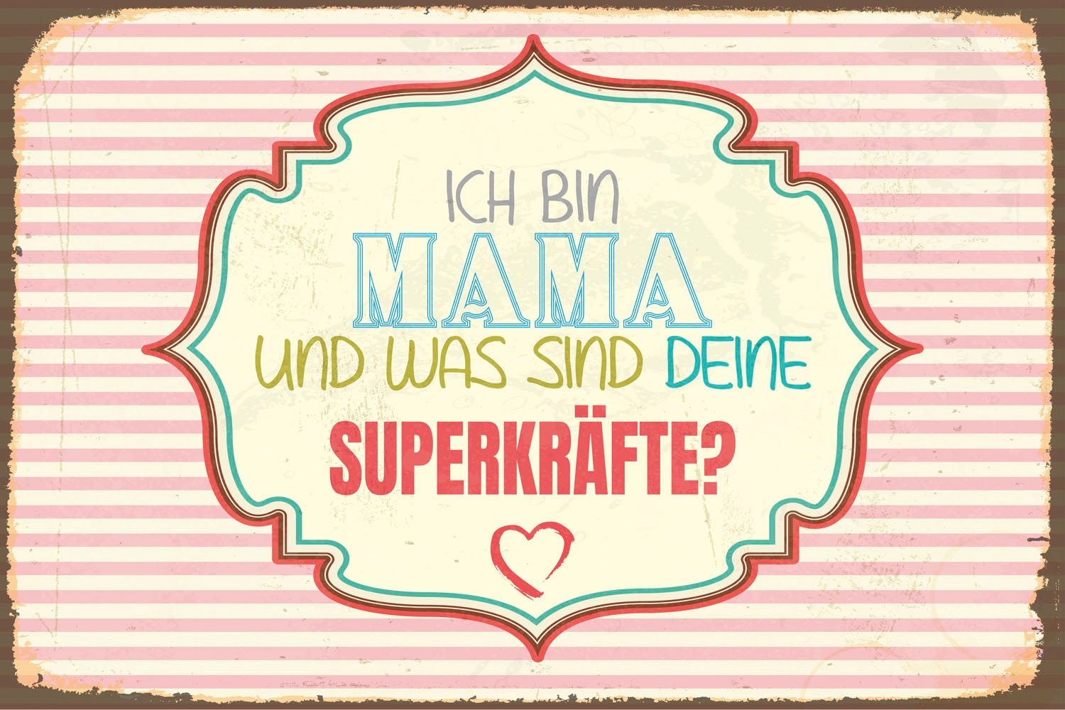 queence Metallbild »Superkraft«, Schriftzüge-Schriftzug-Sprüche-Sprüche & Texte-Herzen-Schuh-Schuhe, (1 St.), Stahlschilder