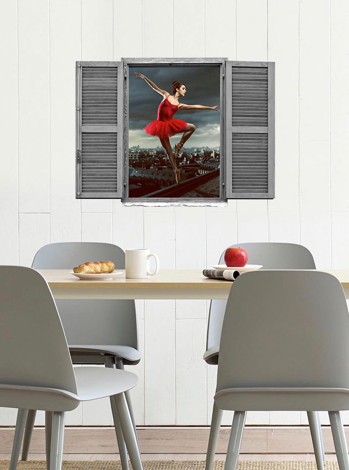 queence Autocollant mural »Tänzerin« Wandsticker, Wandbild, selbstklebend, 3D, Fenster