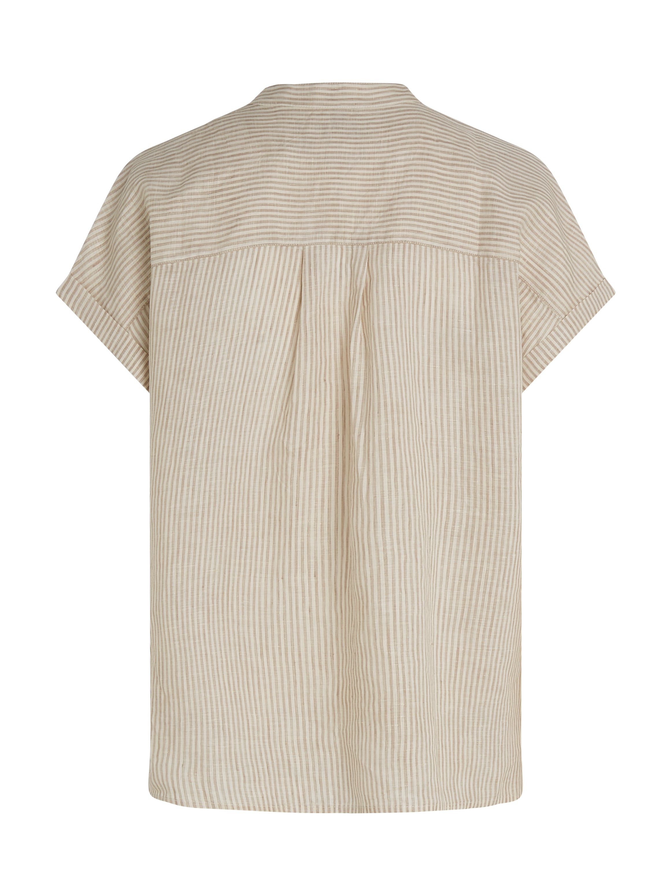 Tommy Hilfiger Kurzarmbluse »ESS LINEN COLLARLESS S/S BLOUSE«, mit Logostickerei,kühlendes Premium Leinen