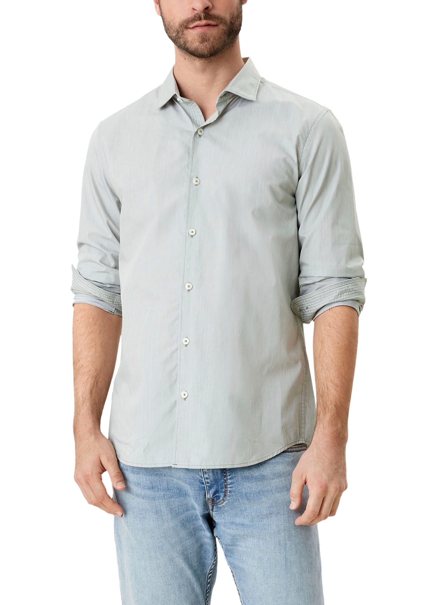 Image of s.Oliver Langarmhemd, unifarben bei Ackermann Versand Schweiz