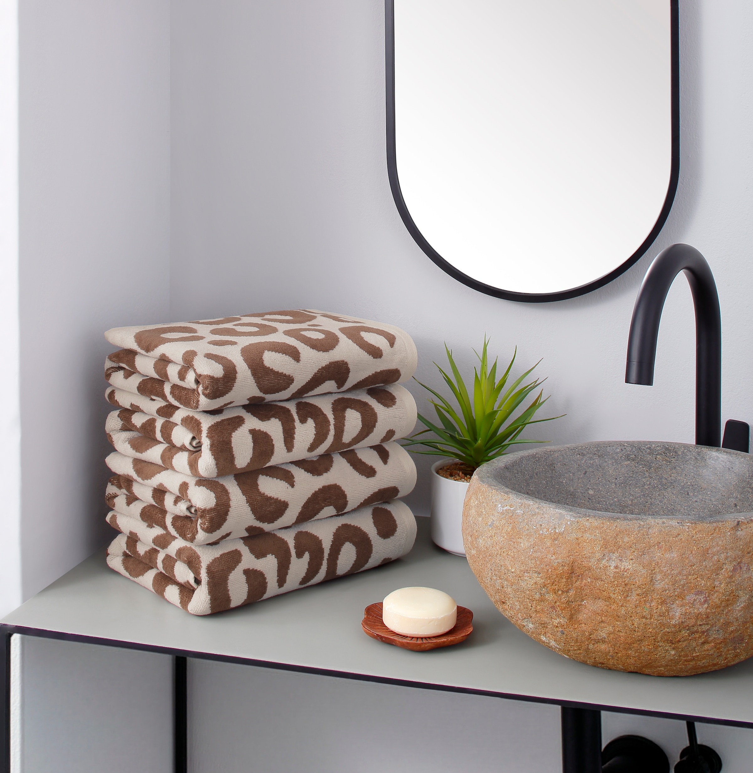 GOODproduct »Anna Leopardenmuster, 4-tlg Handtuch-Set, 50x100cm, 100% Baumwolle« Handtücher, weich, saugstark, modern, Leo, Animal Print