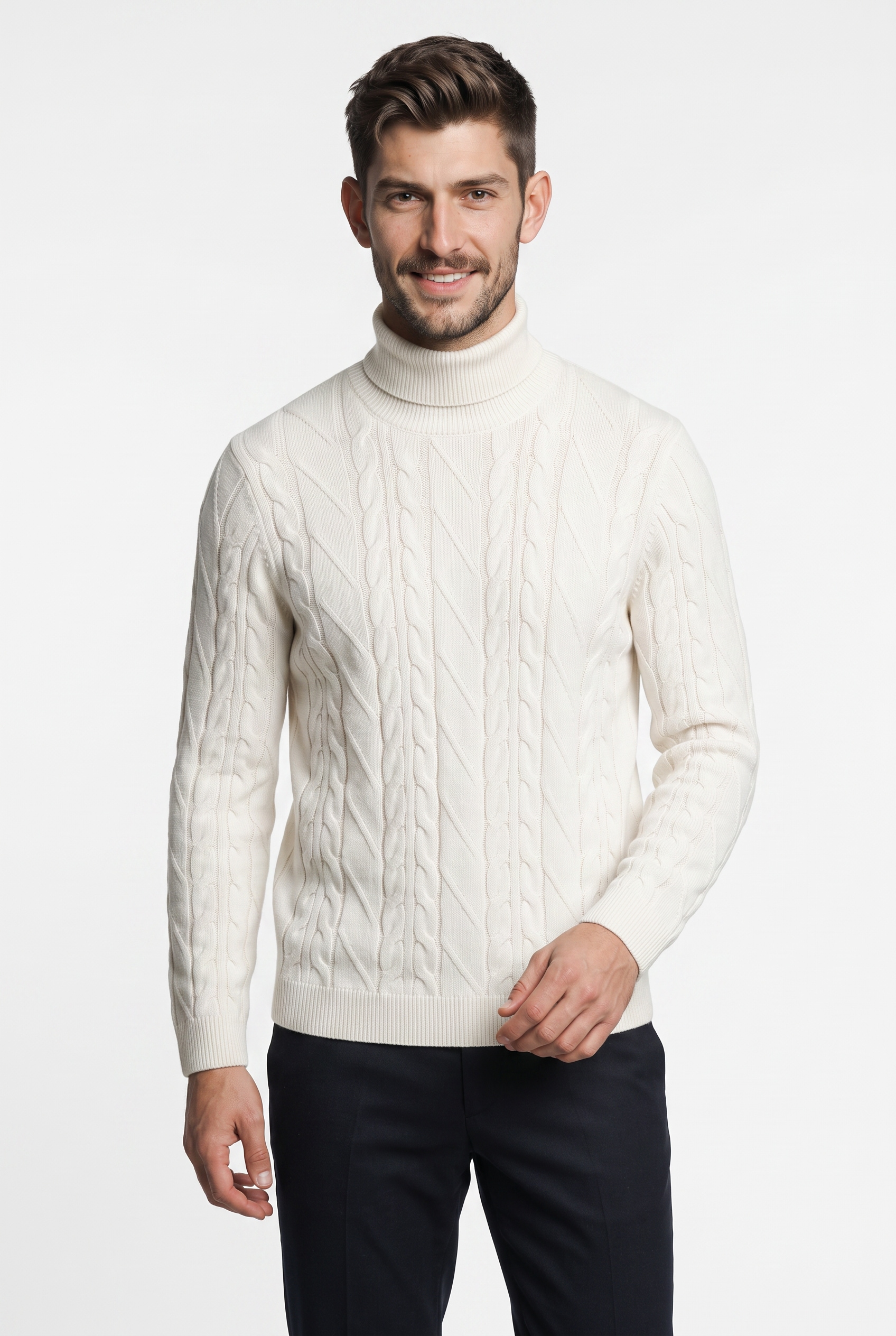 OLYMP Pull à col roulé »Casual« regular fit, mit Wollanteil, Zopfmuster