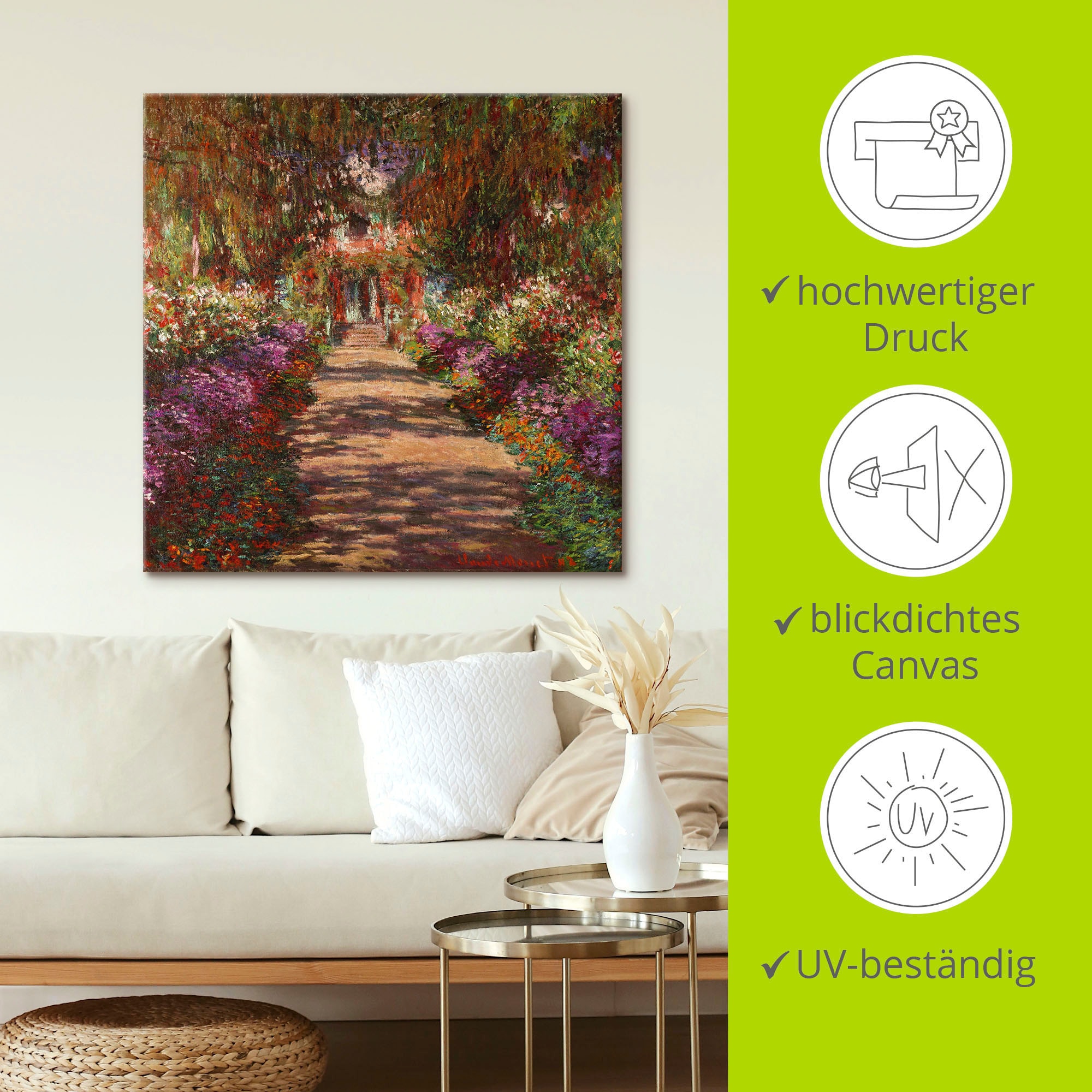 Artland Fresque murale »Weg in Monets Garten in Giverny. 1902« 1 cuis tlg. als Alubild, Outdoorbild, Leinwandbild, Poster, Wandaufkleber