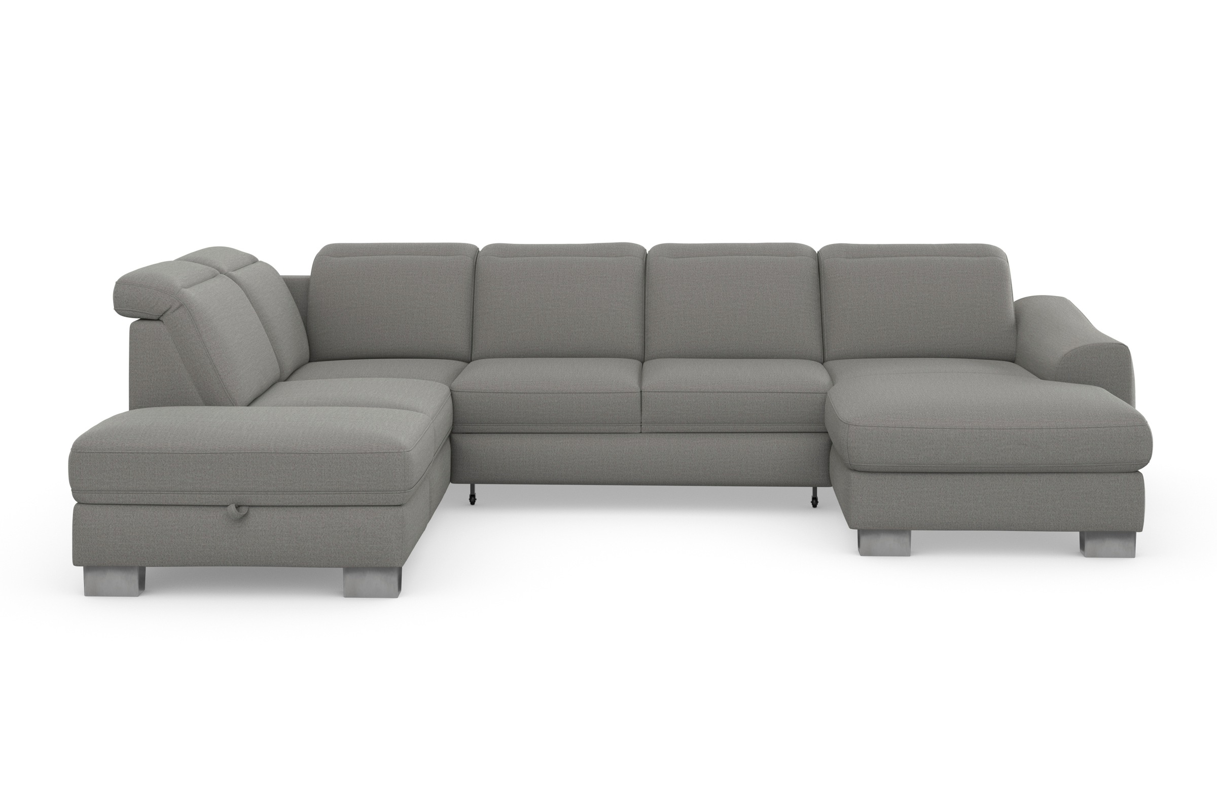 sit&more Wohnlandschaft »Dundee U-Form«, mit Federkern und Edelstahlfüssen, wahlweise mit Kopfteilverstellung