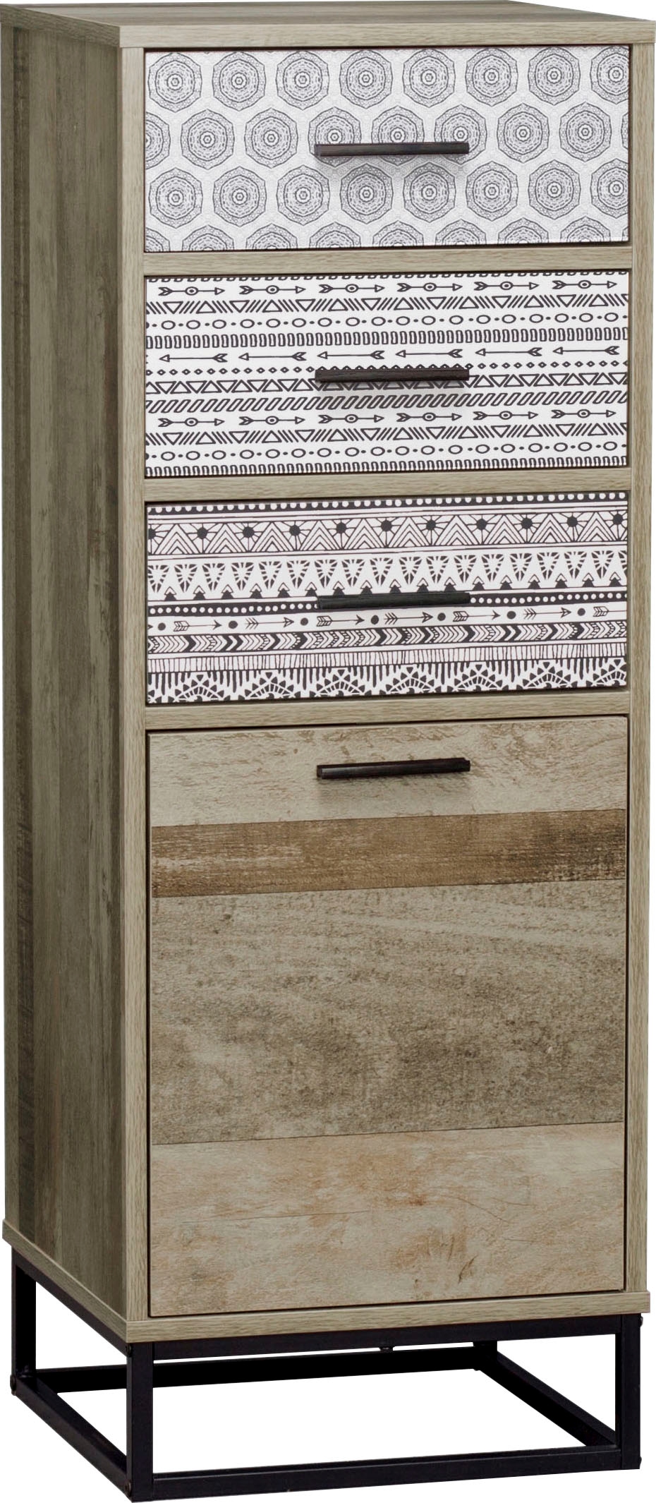 SIT Commode »Mailbox mit 3 Schubladen und Tür in Holzoptik« Façades décoratives à motifs noir et blanc dans un design scandinave
