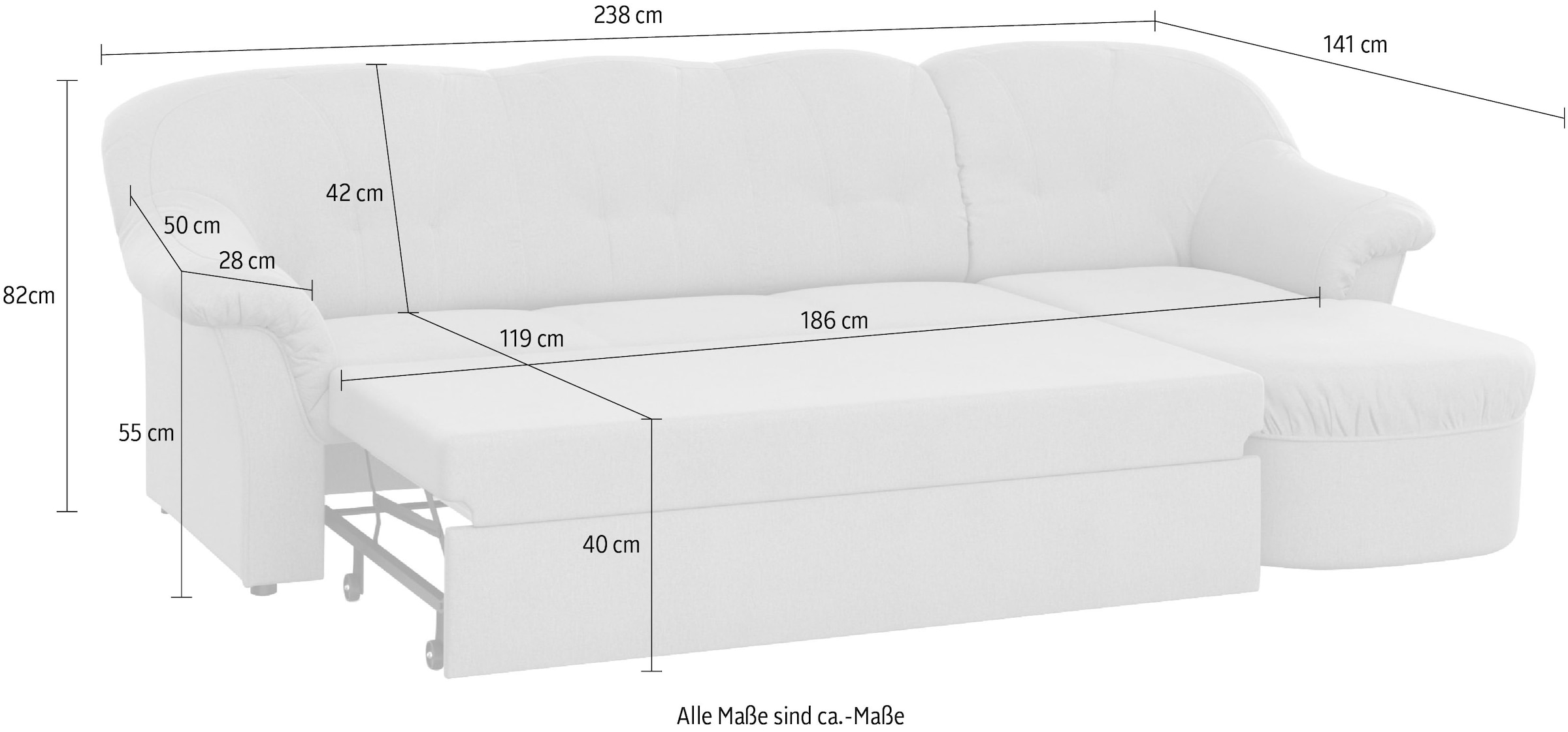 DOMO collection Ecksofa »Pegnitz L-Form«, wahlweise mit Bettfunktion