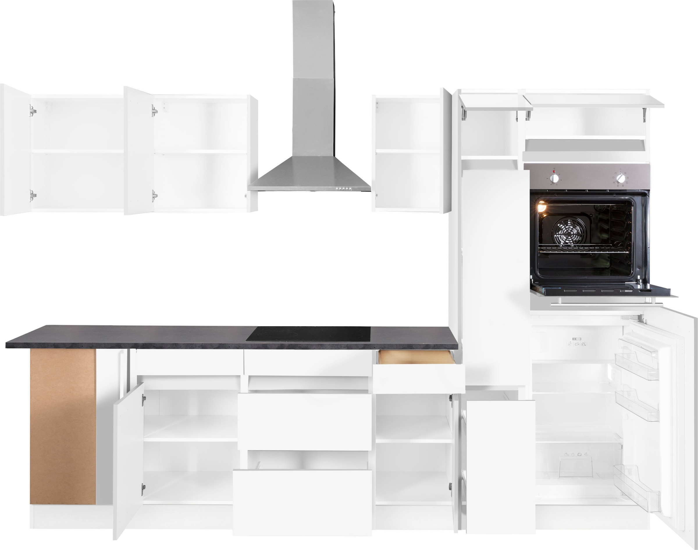 OPTIFIT Cuisine d'angle »Roth« Stellmasse 300x175 cm, wahlweise mit E-Geräten, mit Apothekerschrank