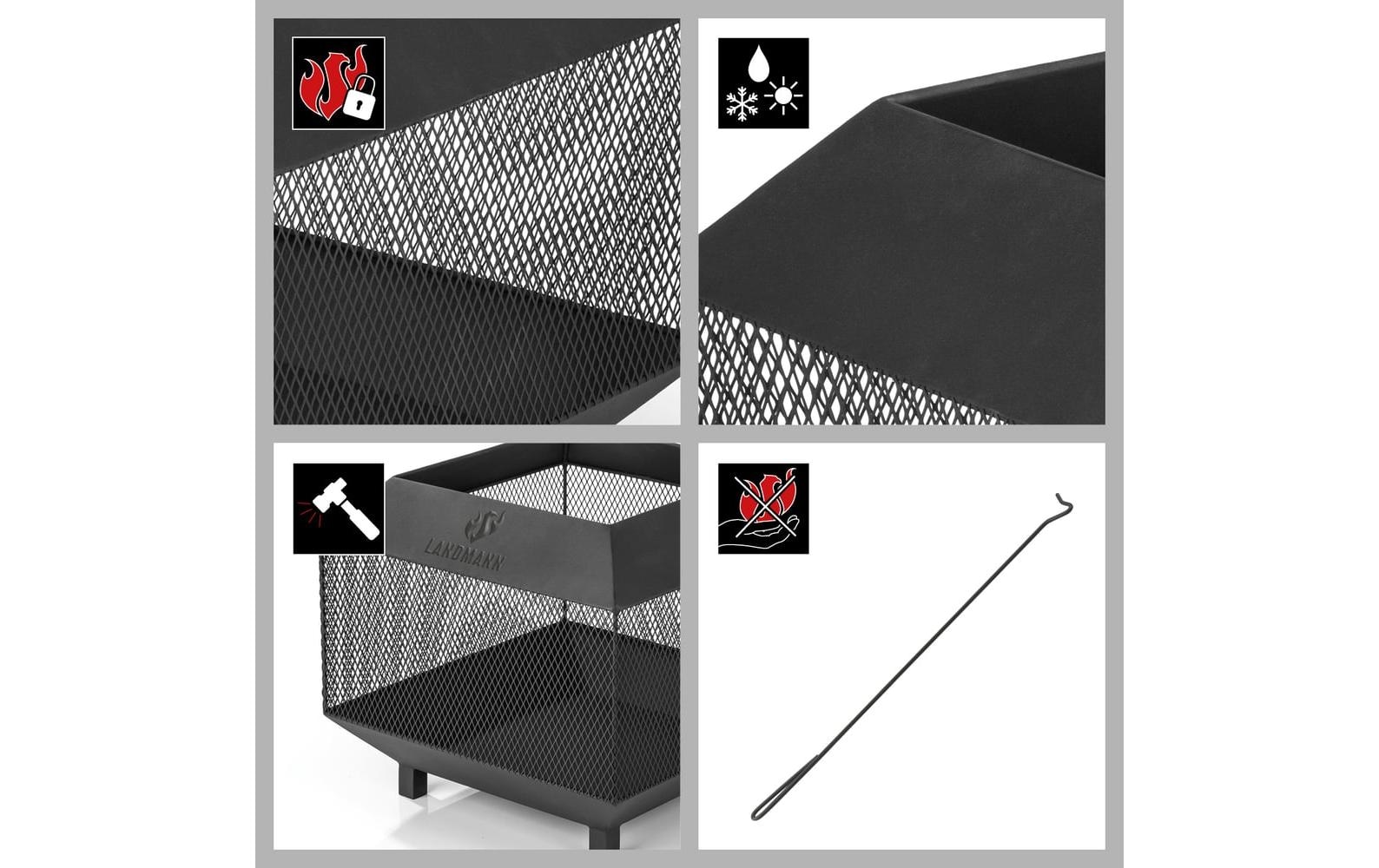 LANDMANN Panier à feu »44 x 44 cm, Heizstrahler«