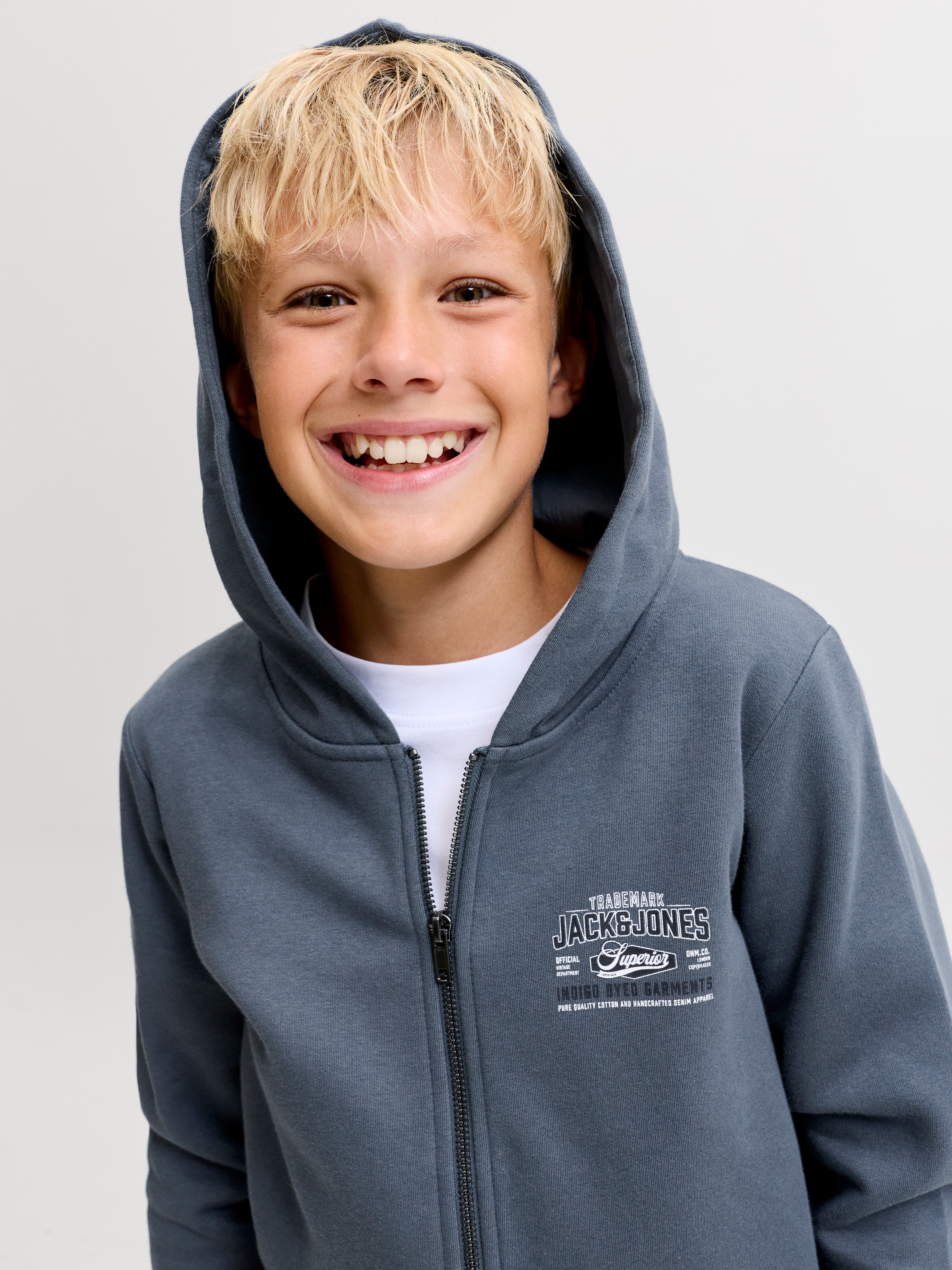 Jack & Jones Junior Kapuzensweatjacke »JJELOGO SWEAT ZIP HOOD 2 COL AW26 SN JNR« Baumwolle, regular fit
