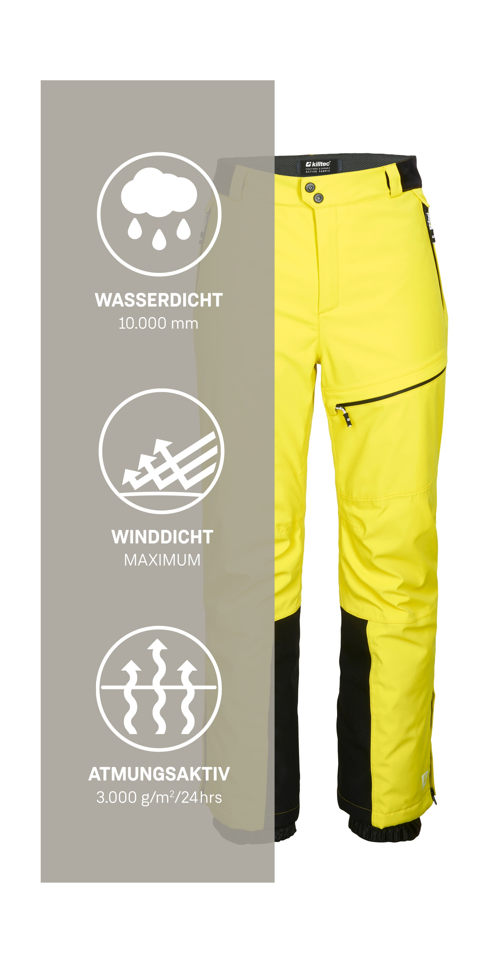 Killtec Pantalon de ski »KSW 279 MN SKI PNTS«  Pantalon de ski coupe-vent et imperméable, respirant, avec guêtres anti-neige