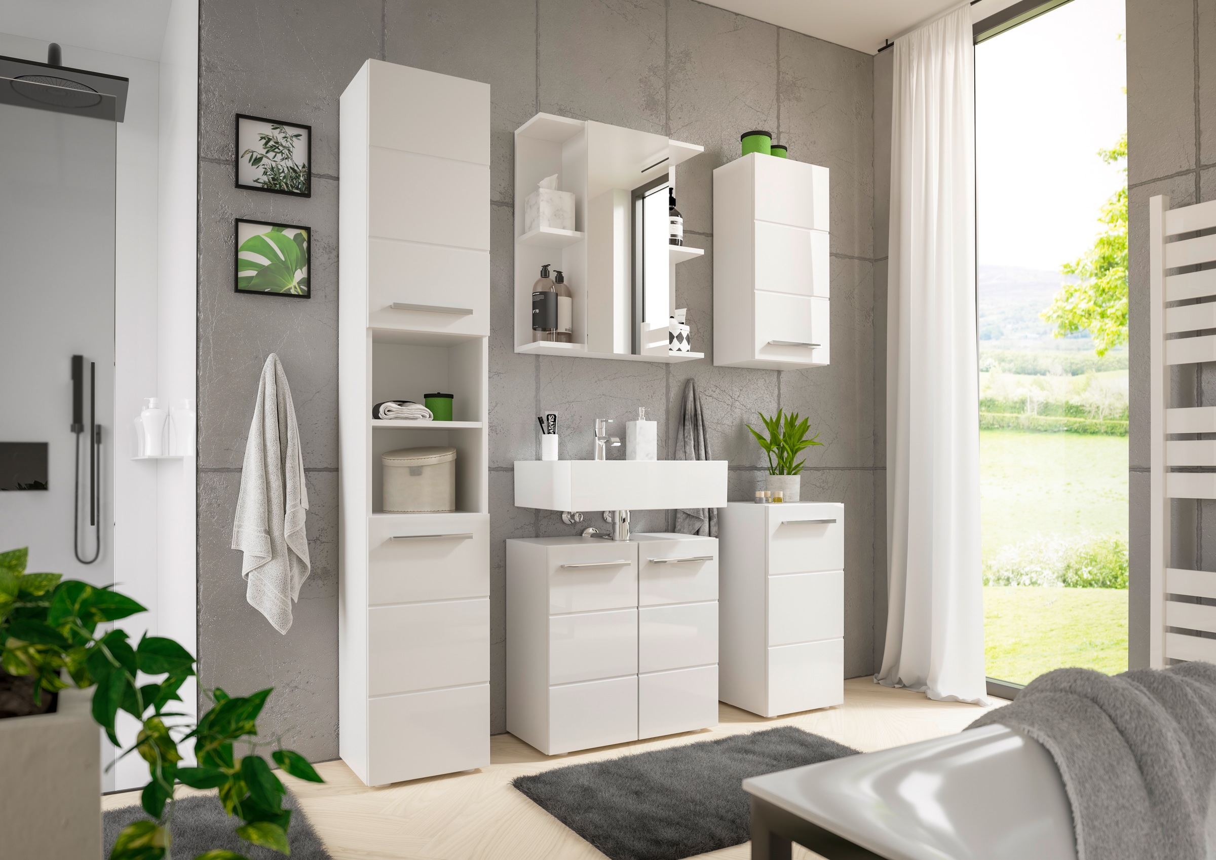BASIC by Balculina Armoire suspendue »Mandi« 1 cuis tlg. largeur 34 cm, façade laquée brillante