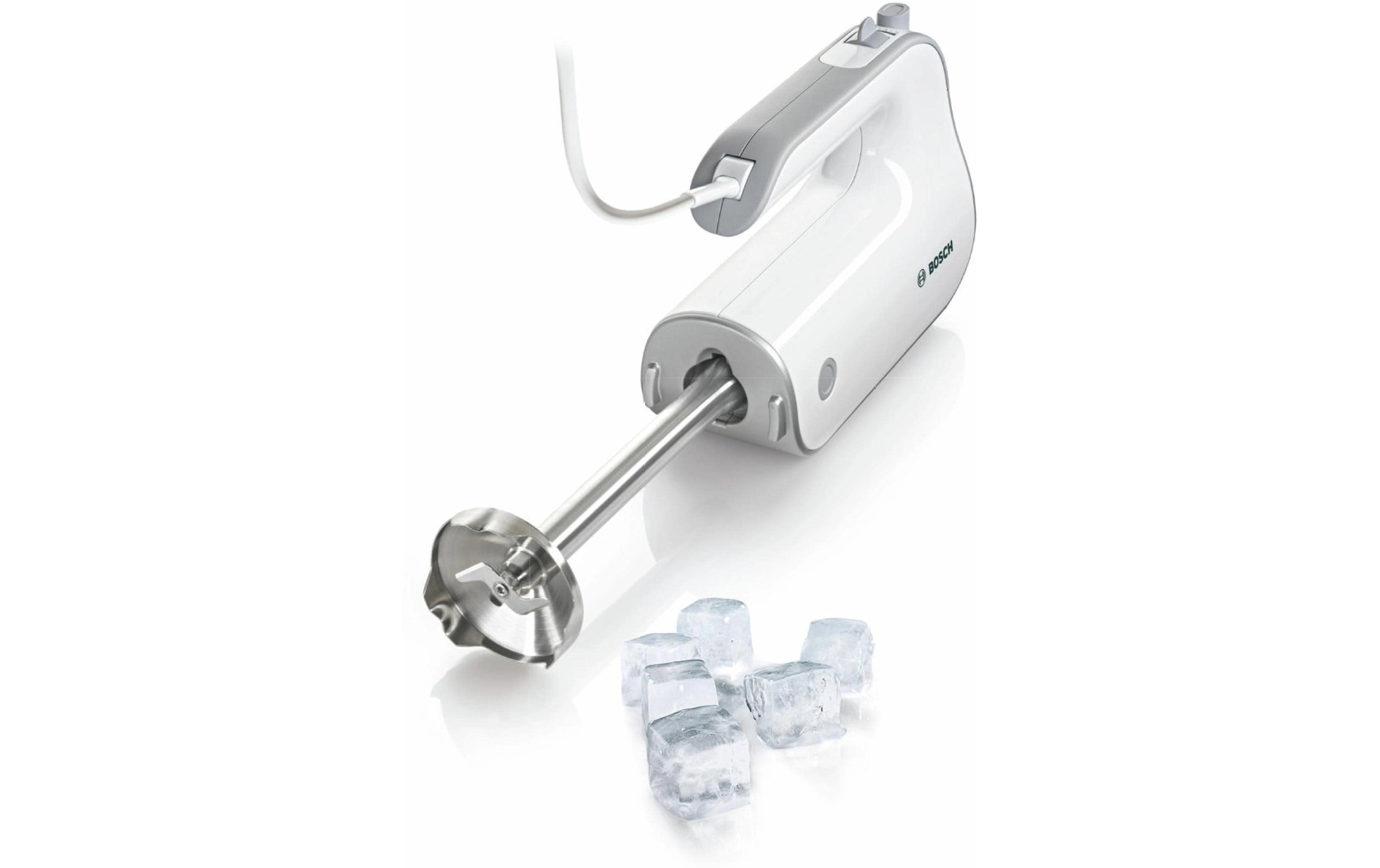 BOSCH Mixeur à main »Styline MFQ4075DE, 2x Rührbesen, Knethaken Edelst., Mixfuss, weiss« 550 W 5 Stufen, Turbotaste, Mixbecher, Made in Europe