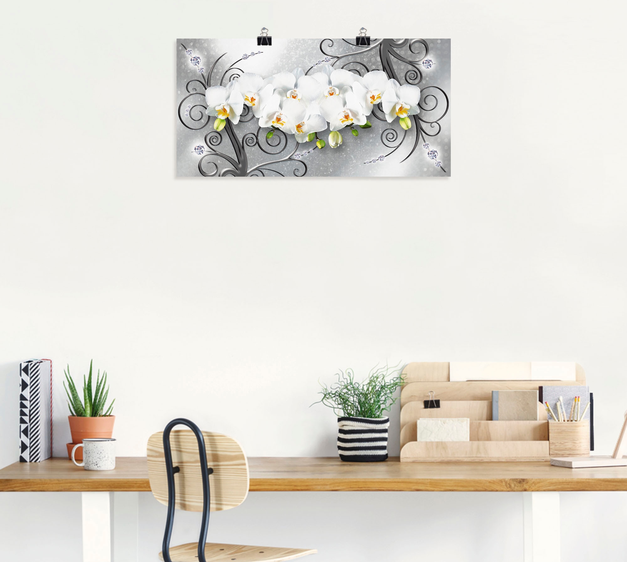 Artland Wandbild »weisse Orchideen kaufen auf (1 St.) Ornamenten«, Blumenbilder