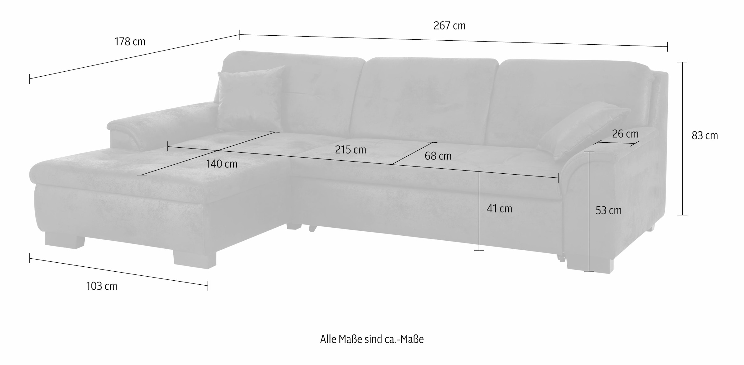 Home affaire Ecksofa »Bergen«, wahlweise mit Bettfunktion L-Form