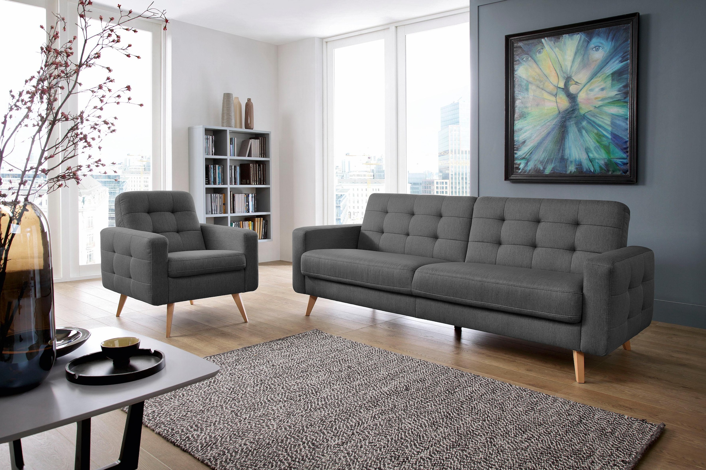 exxpo - sofa fashion 3-places »Nappa, Schlafsofa, bequem, zeitloses Design, L-Form« tolle Detailverarbeitung, mit Bettfunktion und Bettkasten