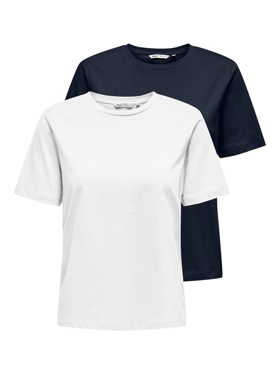 ONLY Kurzarmshirt »ONLONLY S/S TEE NOOS 2 PACK«, (Packung, 2 tlg.)