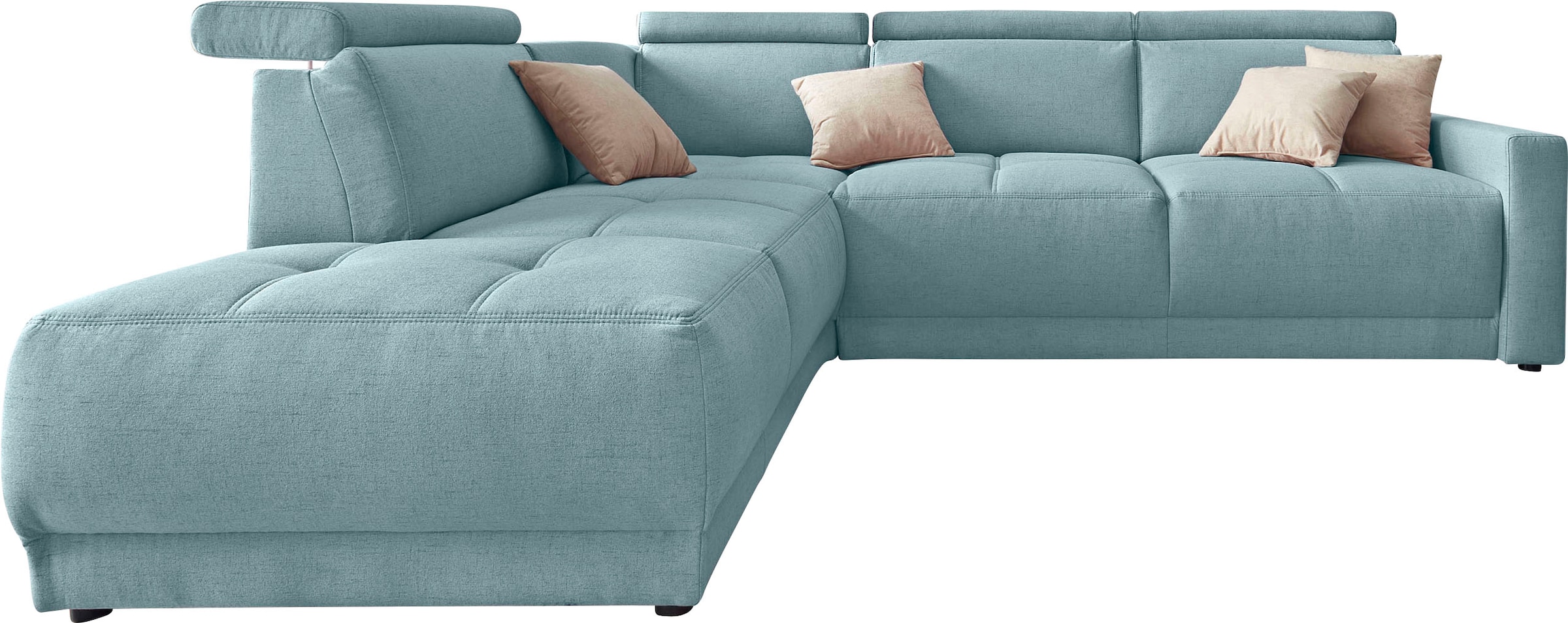 DOMO collection Ecksofa »Ava, moderne Sitzheftung mit toller Doppelnaht, komfortabel, L-Form«, mit Ottomane, inkl. Federkern, wahlweise mit Kopfteilverstellungen