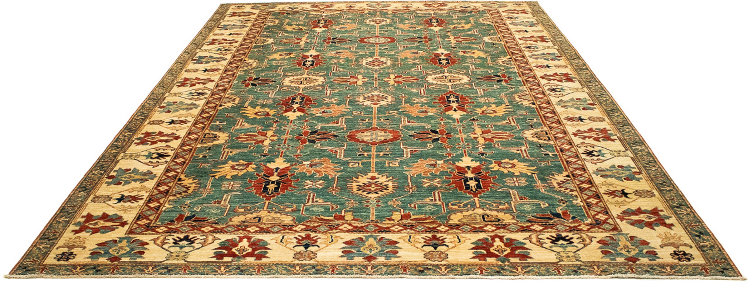 Image of morgenland Orientteppich »Ziegler - Kazak - 333 x 249 cm - grün«, rechteckig, 6 mm Höhe, Wohnzimmer, Handgeknüpft, Einzelstück mit Zertifikat bei Ackermann Versand Schweiz