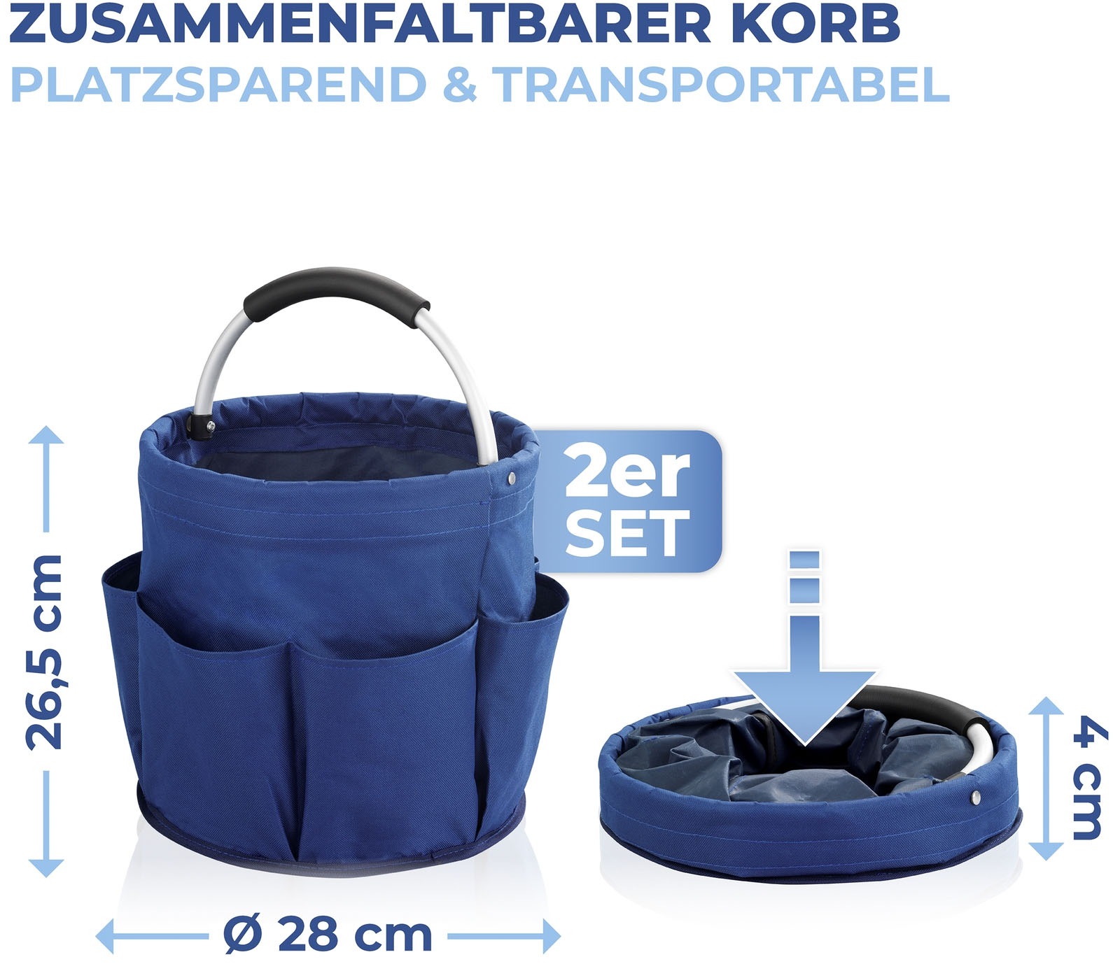 Maximex Organizer »Universal-Reinigungs-Caddy«, (Set, 2 St.), Allzweckkorb mit 6 Aussentaschen, ideal für Haushalt, Garten & Camping