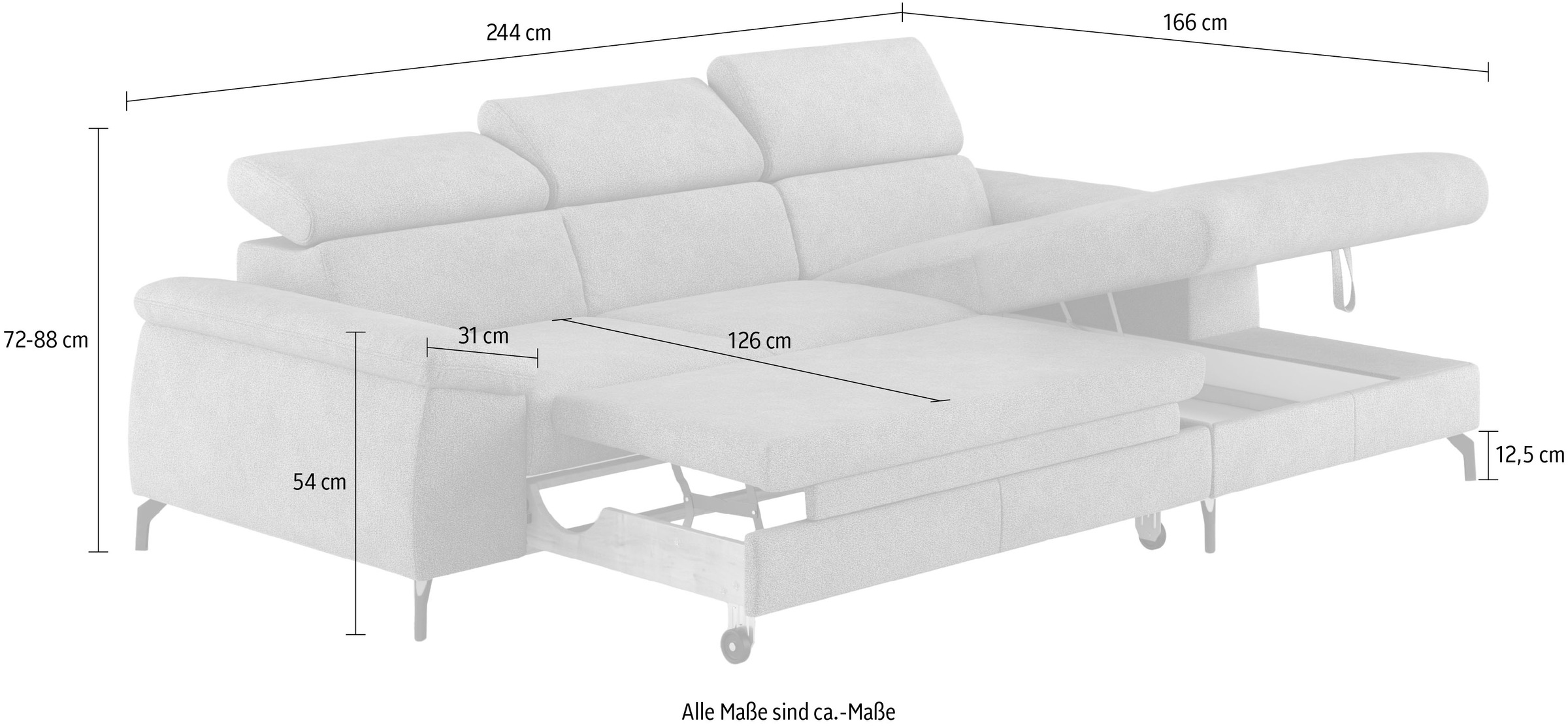 COTTA Ecksofa »Kitty L-Form«, Modern, L-Form, Bodenfreiheit 12,5 cm