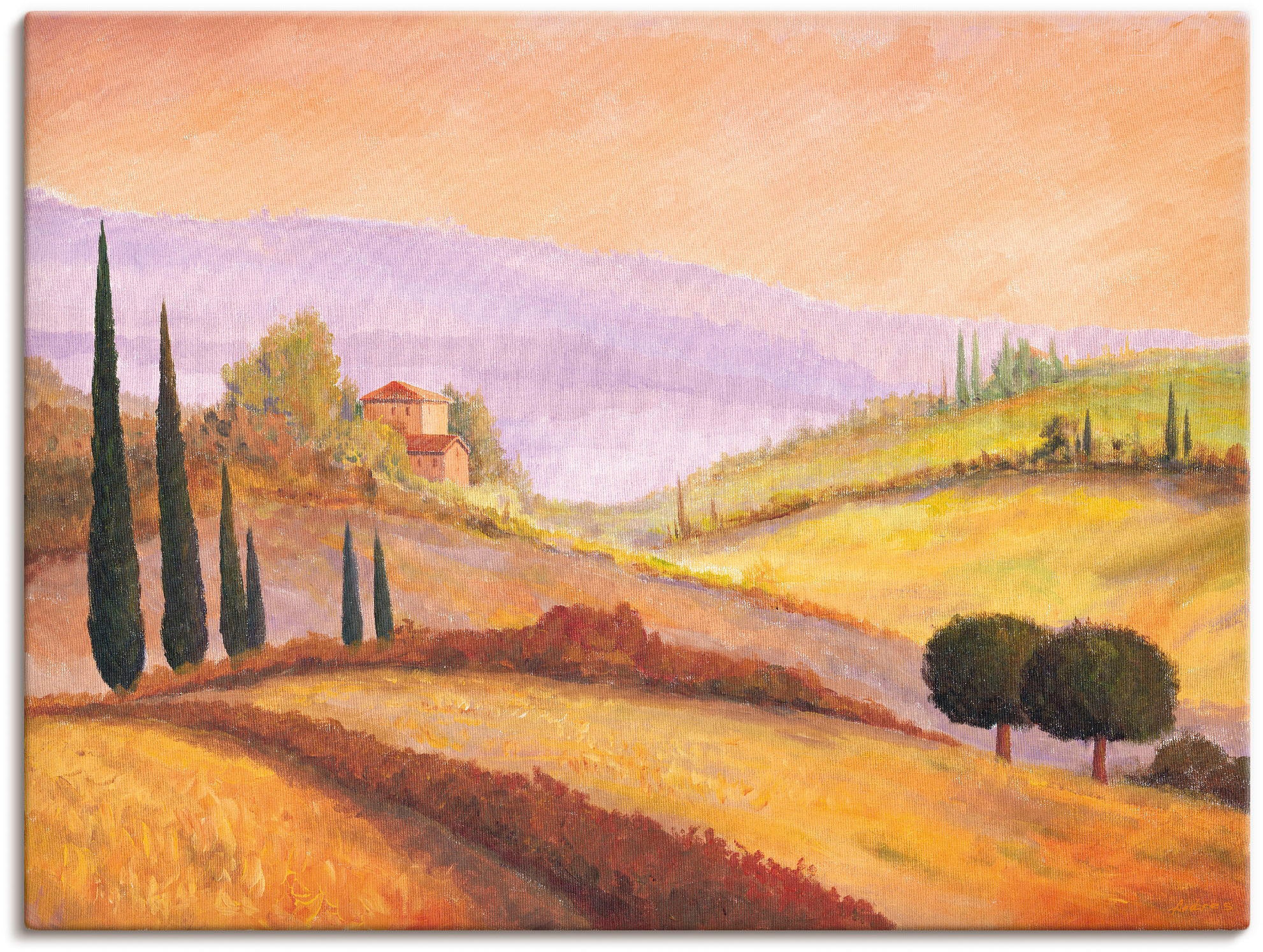 Image of Artland Leinwandbild "Morgendämmerung" Europa 1 Stk. tlg. auf Holzrahmen gespannt