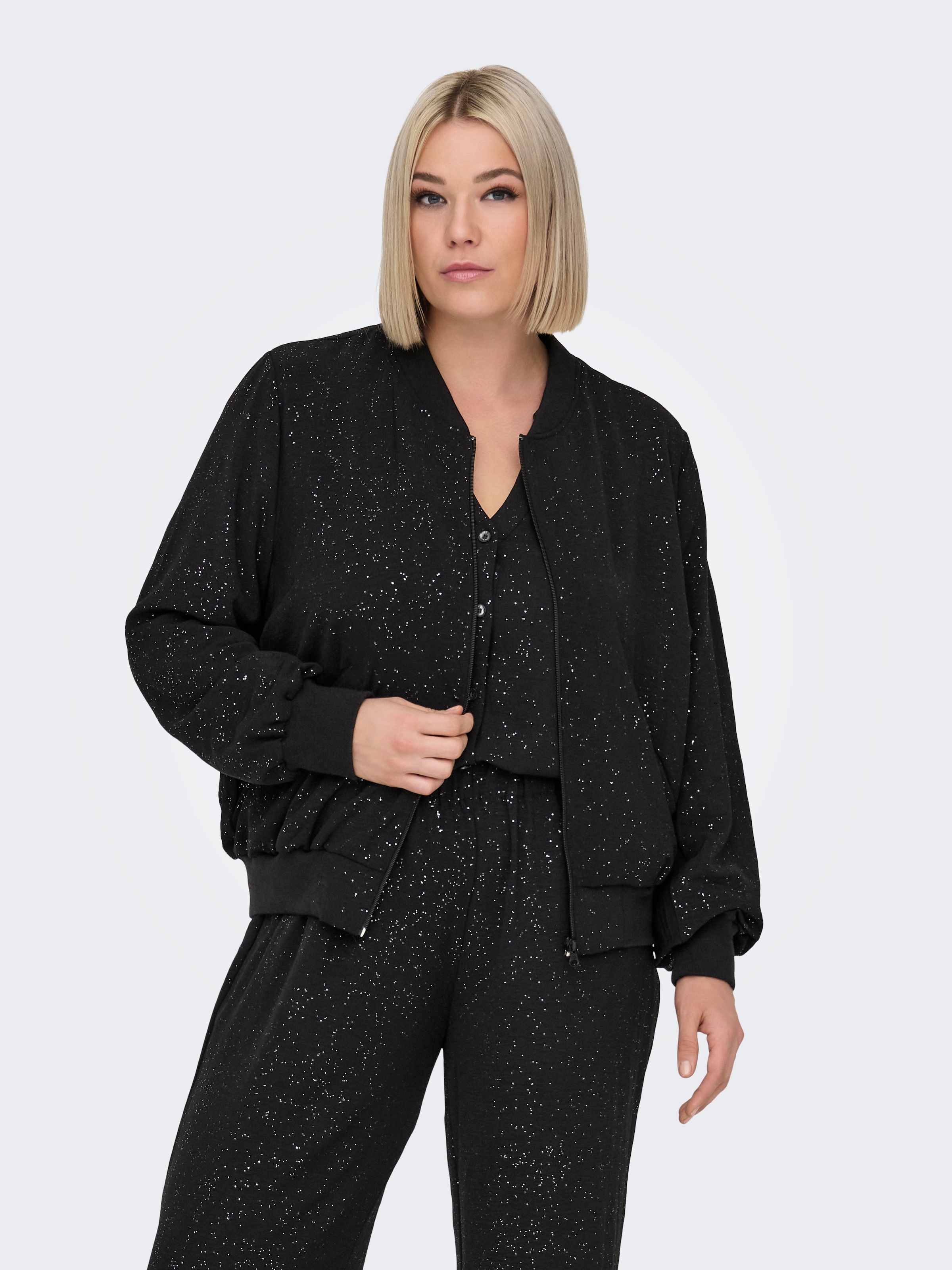 Image of ONLY CARMAKOMA Blouson "CARJOSEE METTA LIFE LS BOMBER WVN" mit Glitzer Effekt