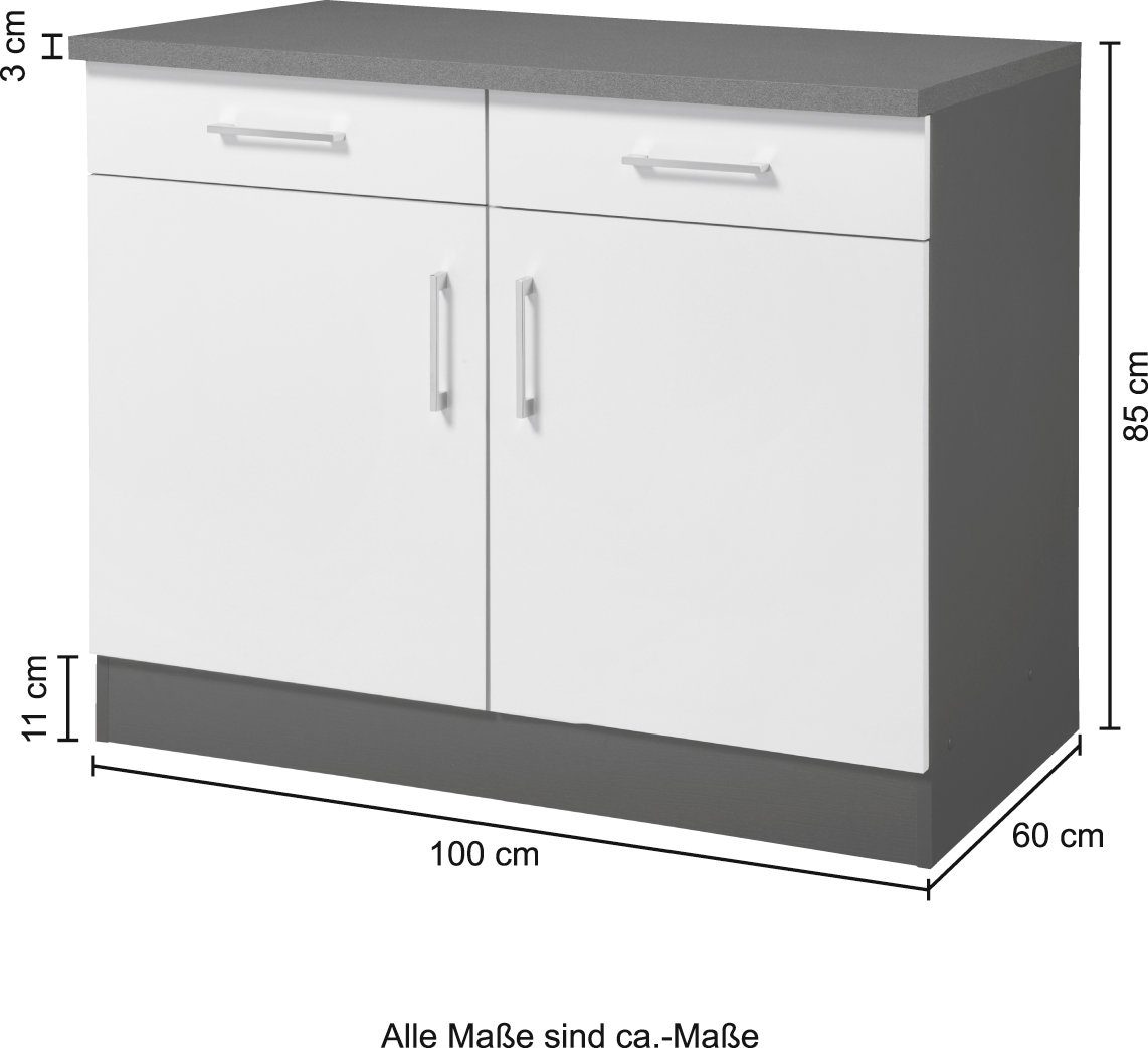 KOCHSTATION Unterschrank »KS-Paris« Breite 100 cm