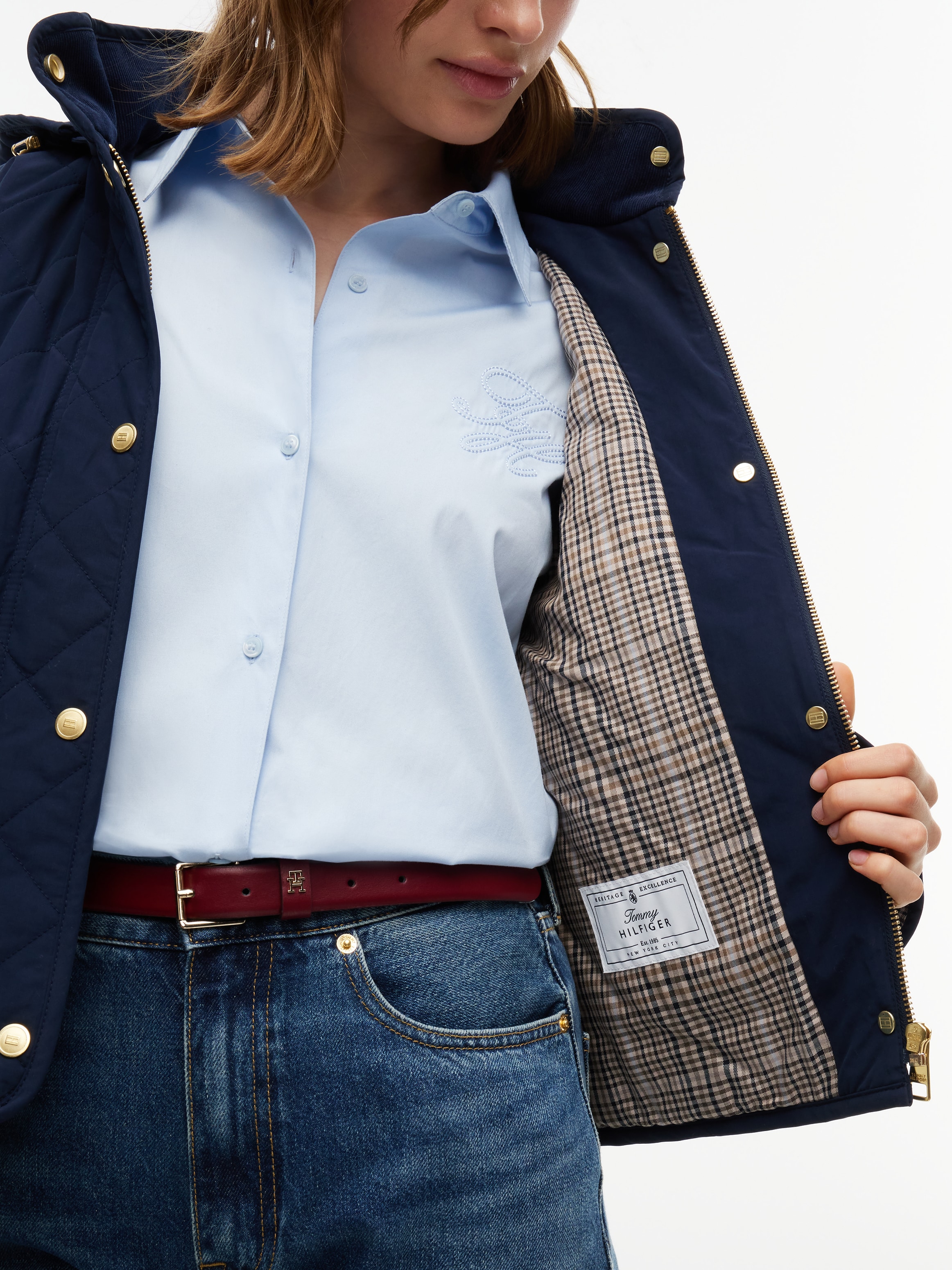 Tommy Hilfiger Veste matelassée »QUILTED HOOD JACKET« avec capuche mélange de coton