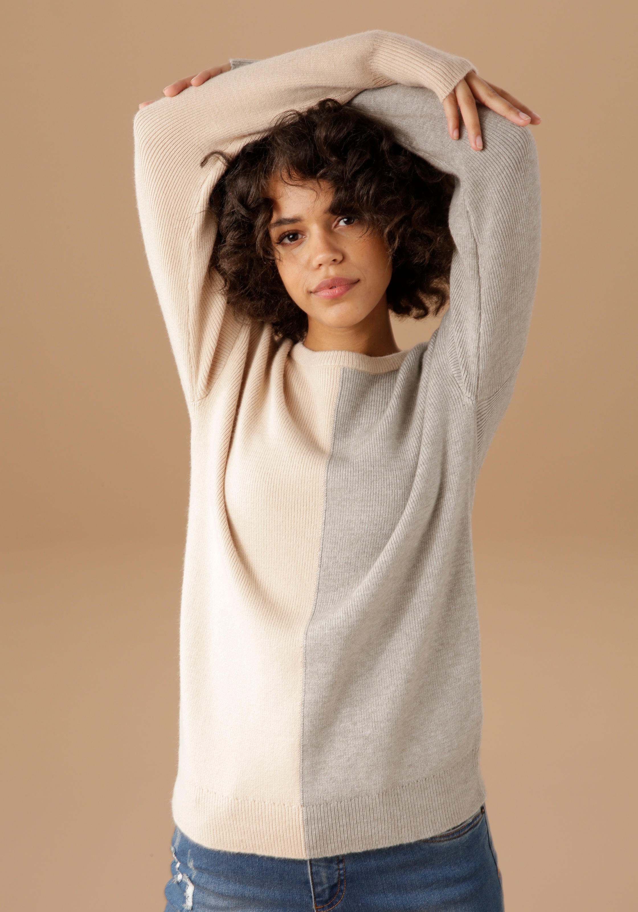 Image of Aniston CASUAL Strickpullover, mit topmodischer Flächenteilung bei Ackermann Versand Schweiz