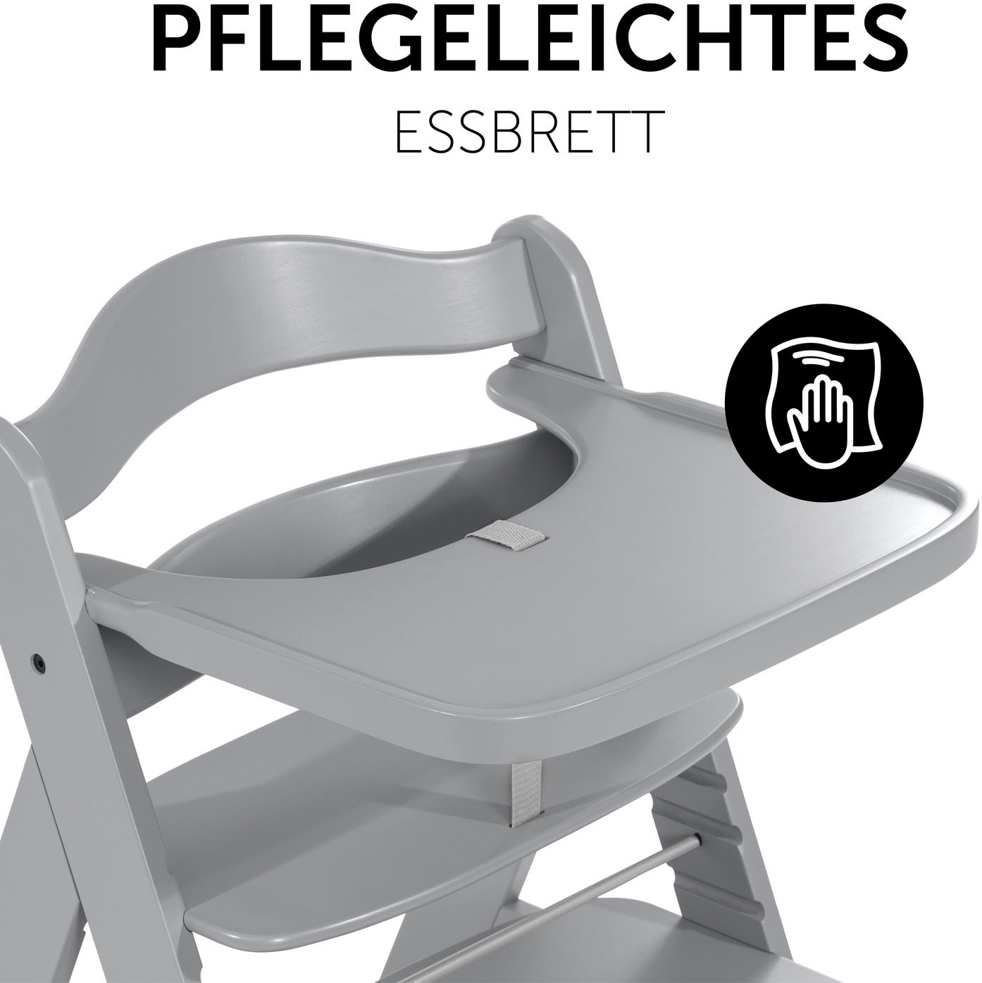 Hauck Plateau de chaise haute »Alpha Wooden Tray Essbrett, grey« für Hochstühle Alpha+ und Alpha+ Select