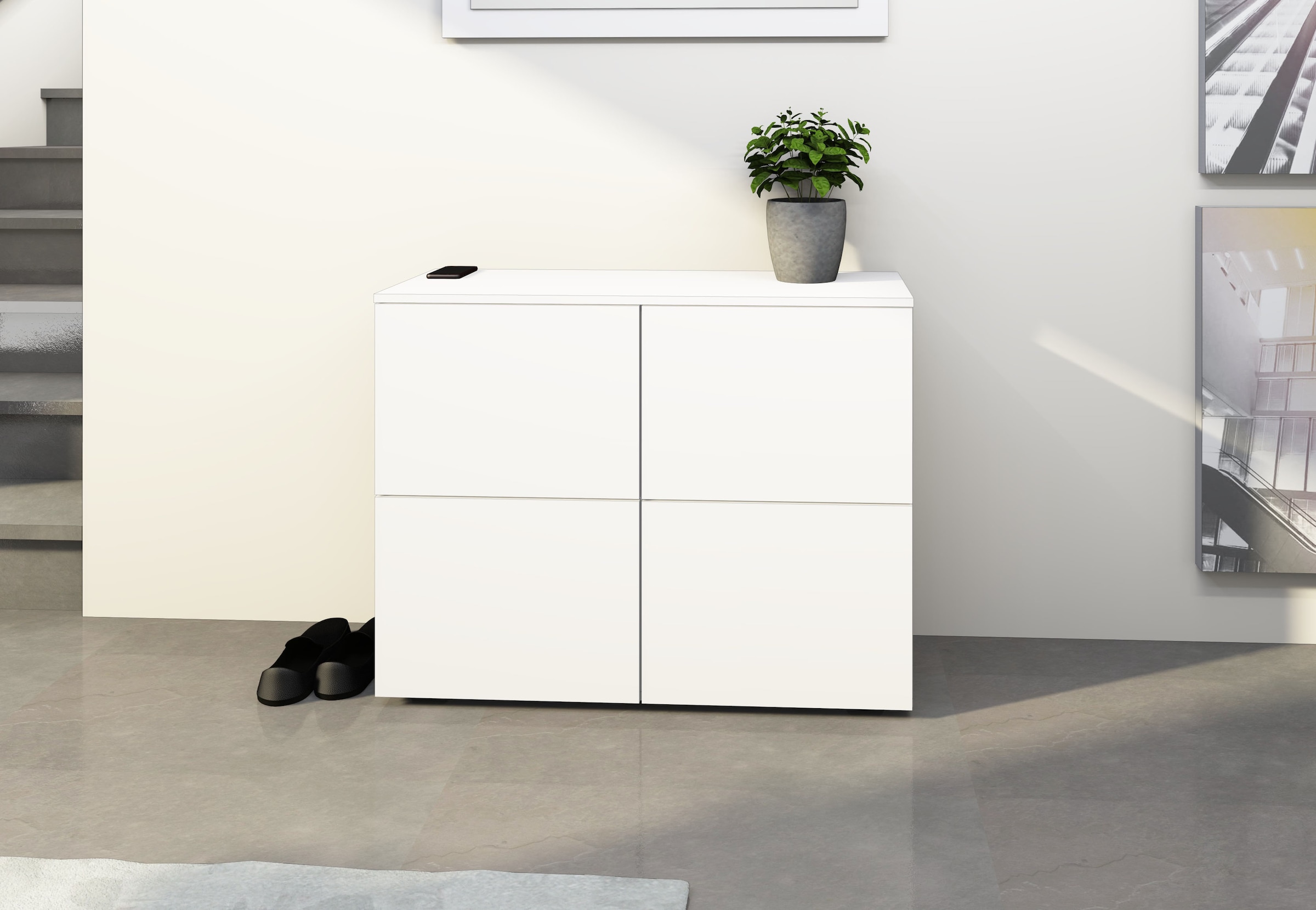 borchardt Möbel Kommode »Rova« Breite 93 cm, 4-türig, Kommode mit viel Stauraum, weiss-matt