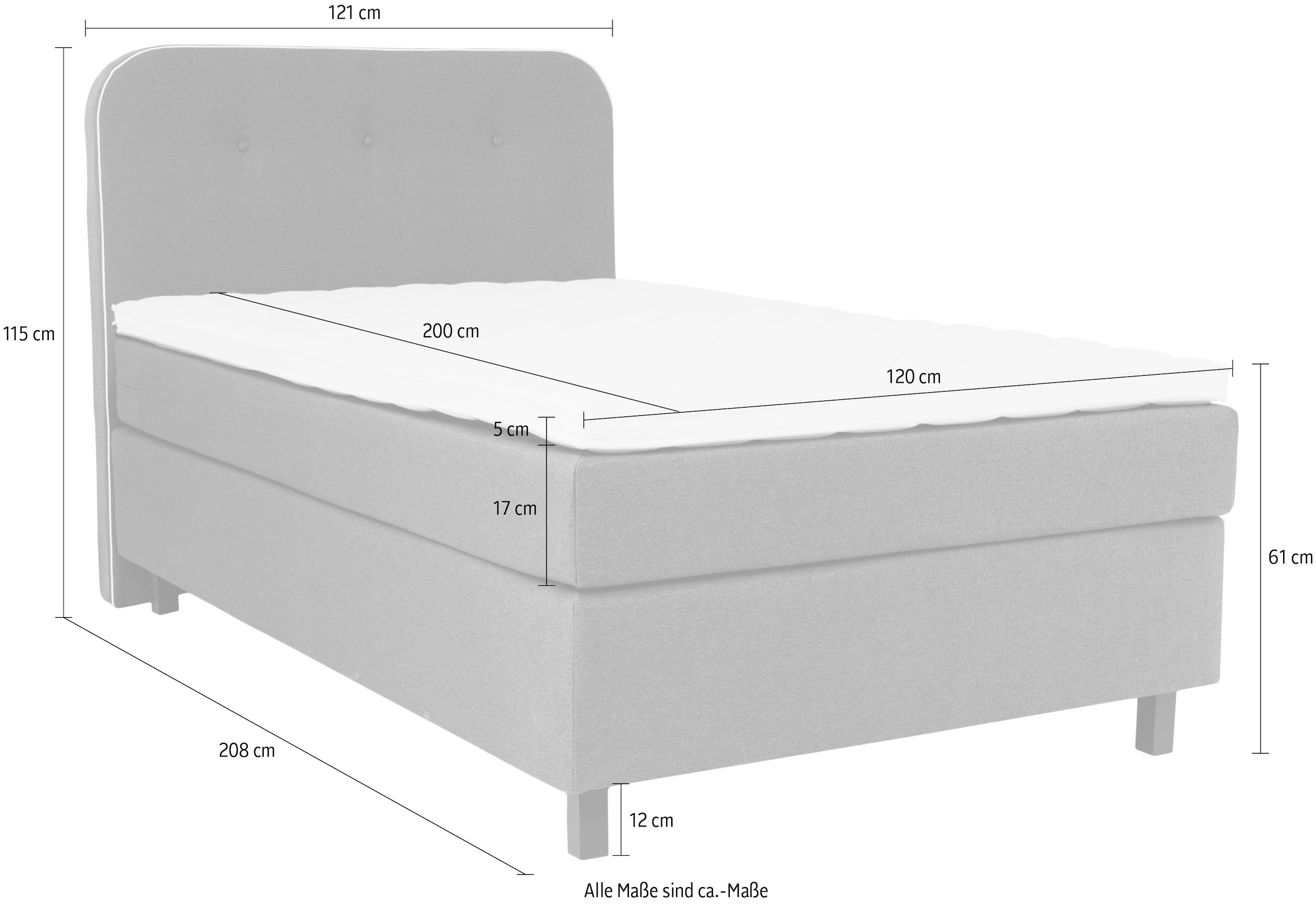 Places of Style Boxspringbett »Marausa«, mit Taschen-Federkernmatratze, mit dekorativer Kedernaht