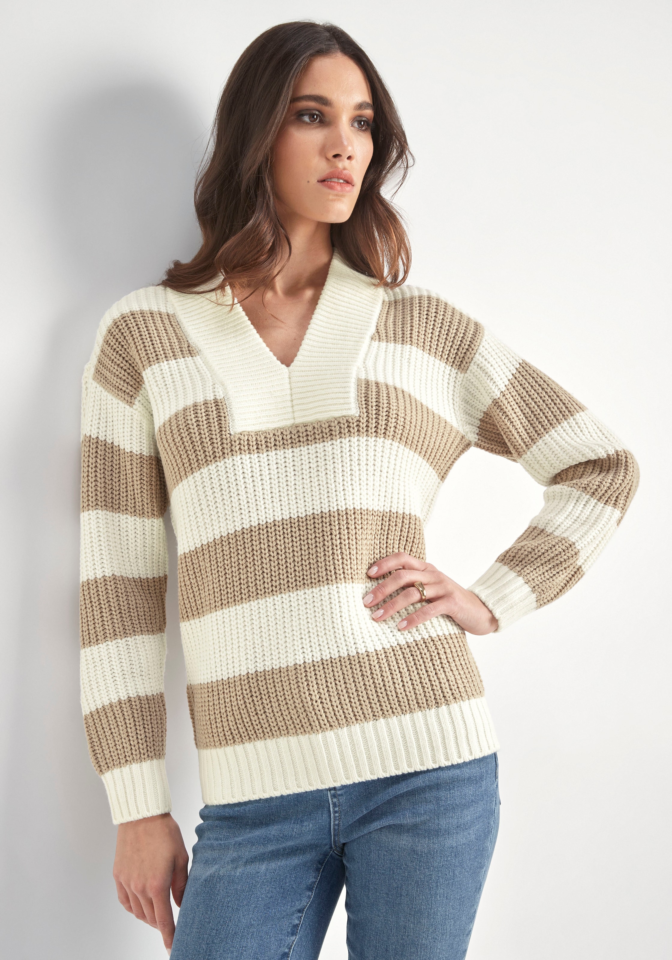 HECHTER PARIS Strickpullover, mit V-Ausschnitt