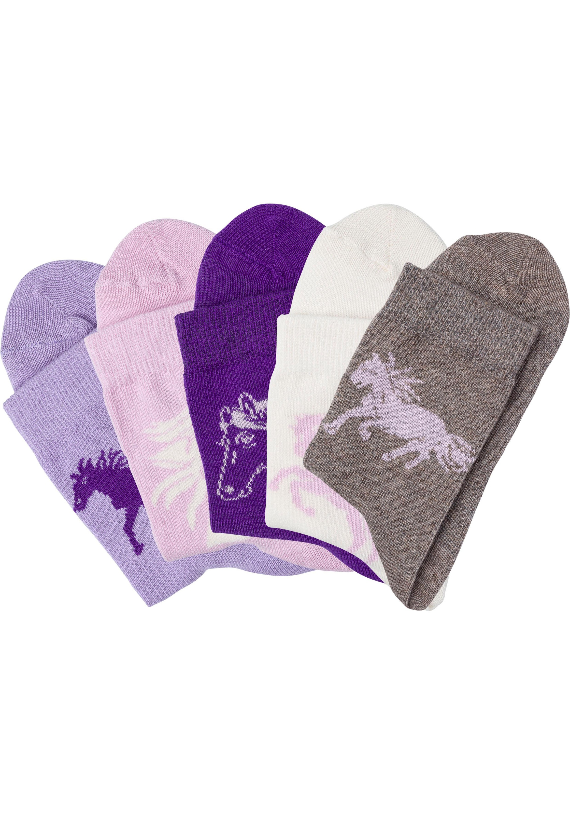 H.I.S Socken "Kindersocken" Packung, 5 Stk. tlg. mit Pferdemotiven