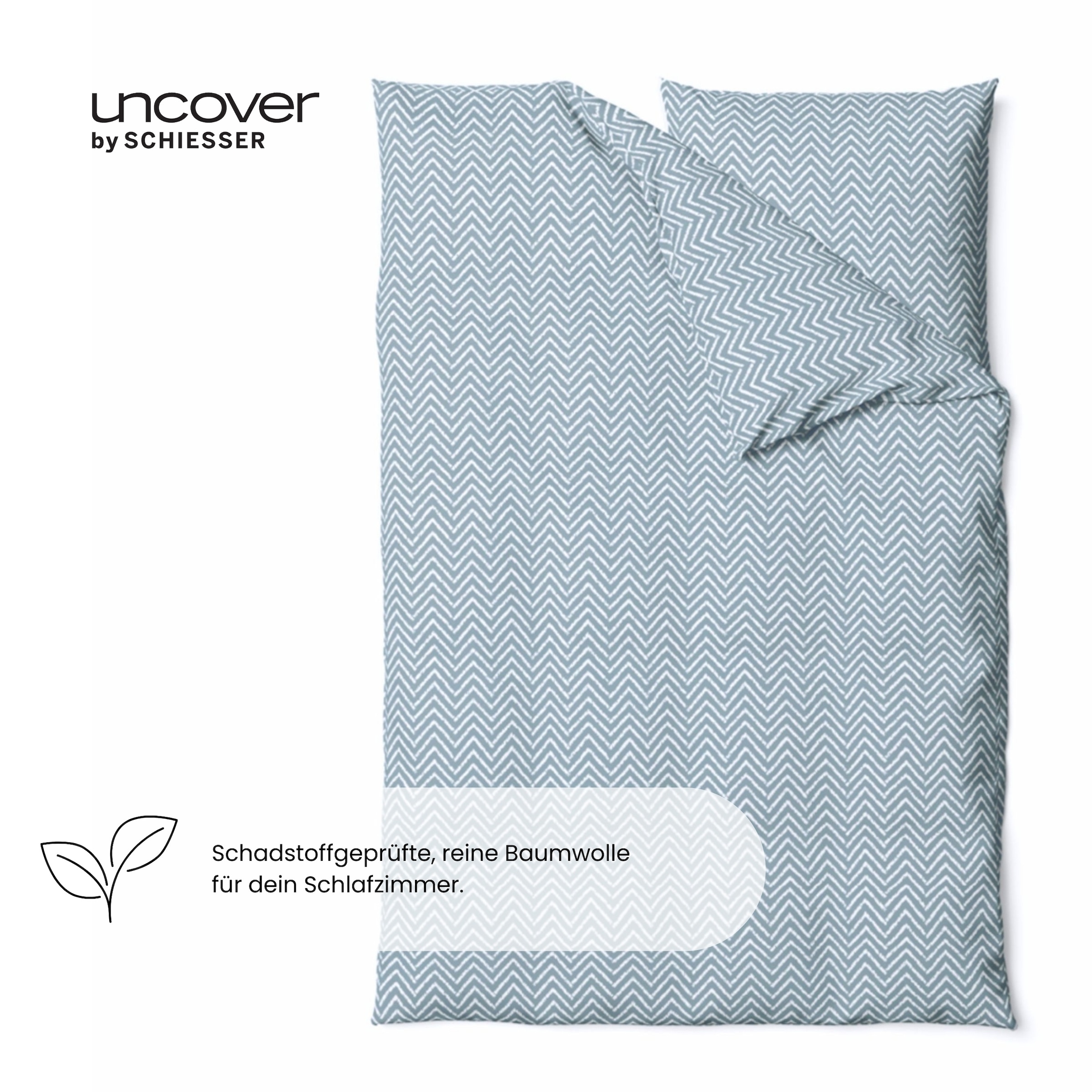 uncover by SCHIESSER Bettwäsche »Grebur aus weicher Baumwolle mit einem dezenten Zickzackmuster« 2 Stk. Made in Green