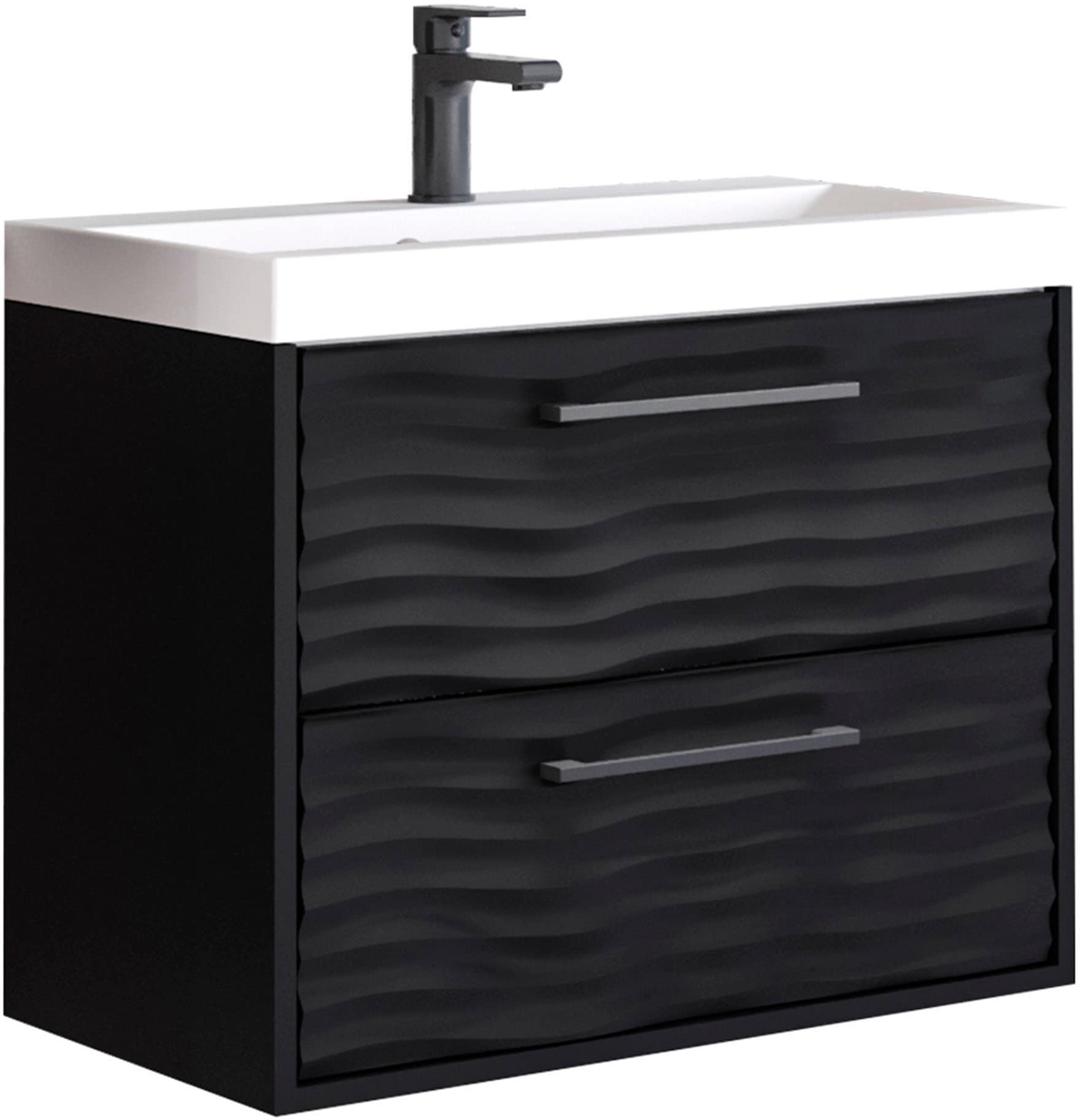 Image of welltime Waschtisch "Canada" Badmöbel Wellenstruktur inkl. Becken, Breite 60cm Waschplatz