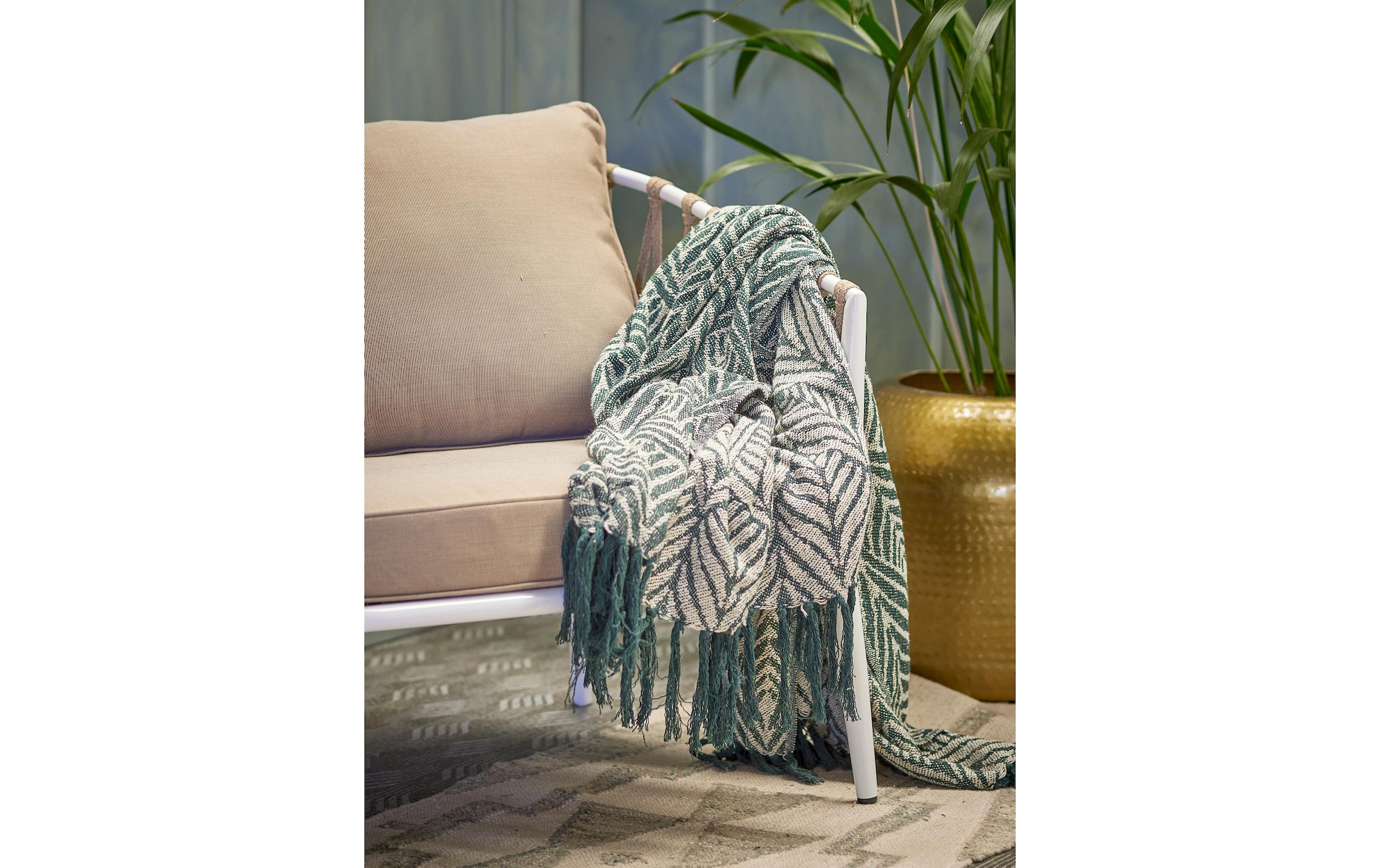 Bloomingville Couverture d'intérieur »Ugento 160 x 130 cm« Wohndecke aus recycelter Baumwolle