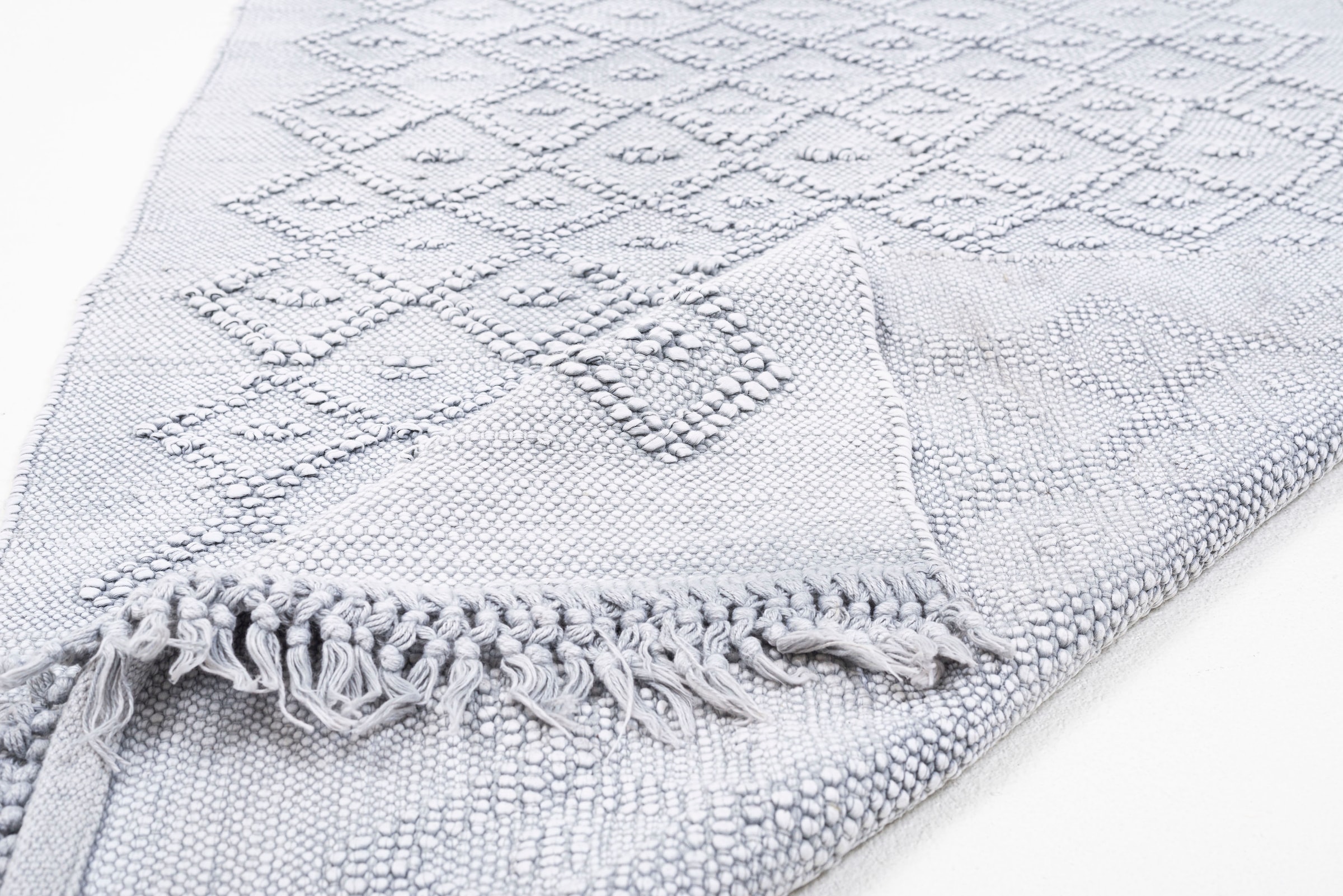 TOM TAILOR HOME Badematte »Vintage Wash«, fussbodenheizungsgeeignet, Badteppich, Uni Farben, Rauten Muster, mit Fransen, reine Baumwolle