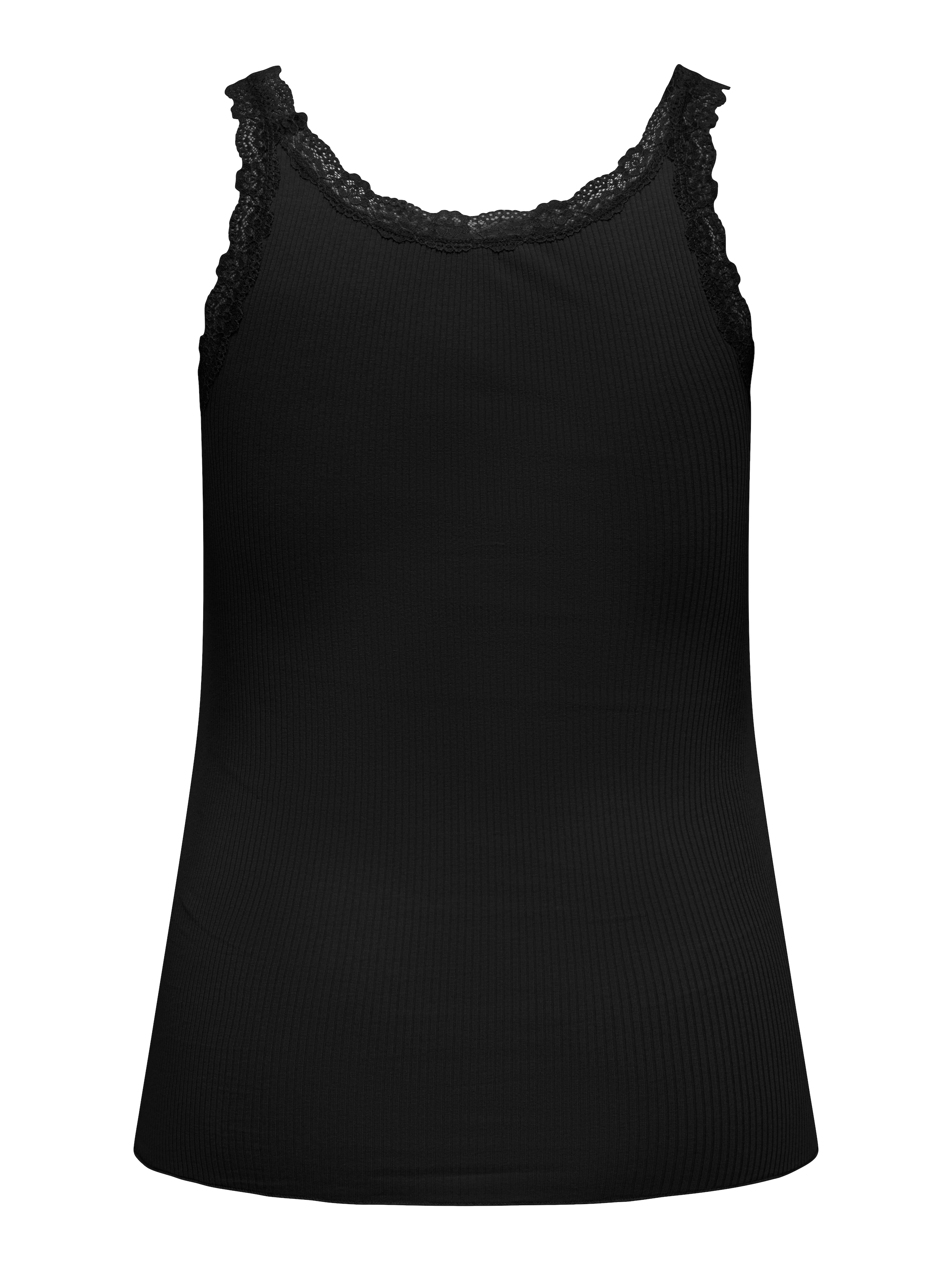 ONLY CARMAKOMA Top à bretelles »CARSARA SHARAI LACE TANK TOP JRS NOOS« mit Spitze am Ausschnitt und leicht gewelltem Saum
