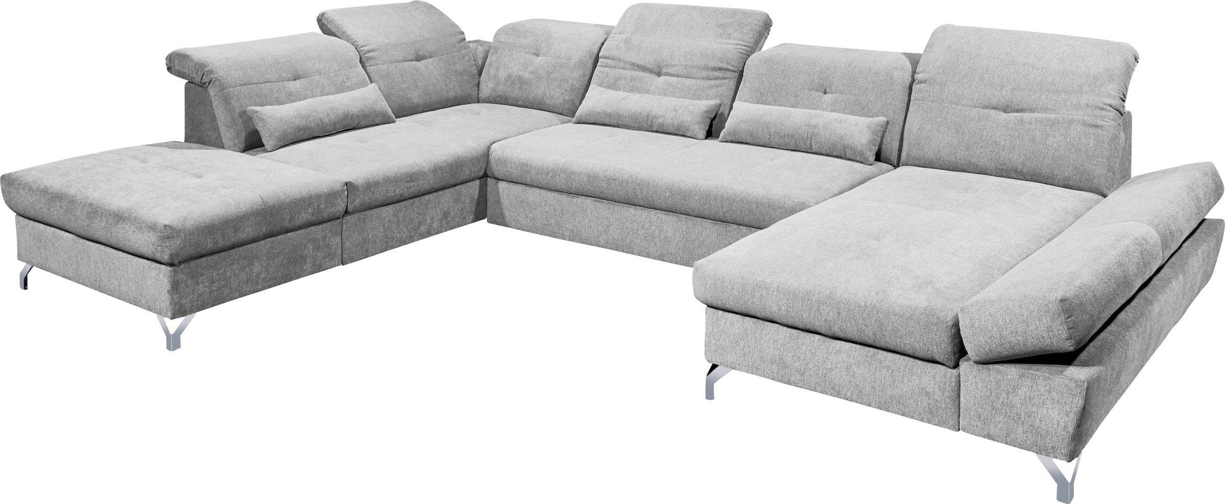 ED EXCITING DESIGN Wohnlandschaft »Melfi U-Form mit Bettfunktion, Bettkasten« Arm- & Kopfteilverstellung & 3 Nierenkissen