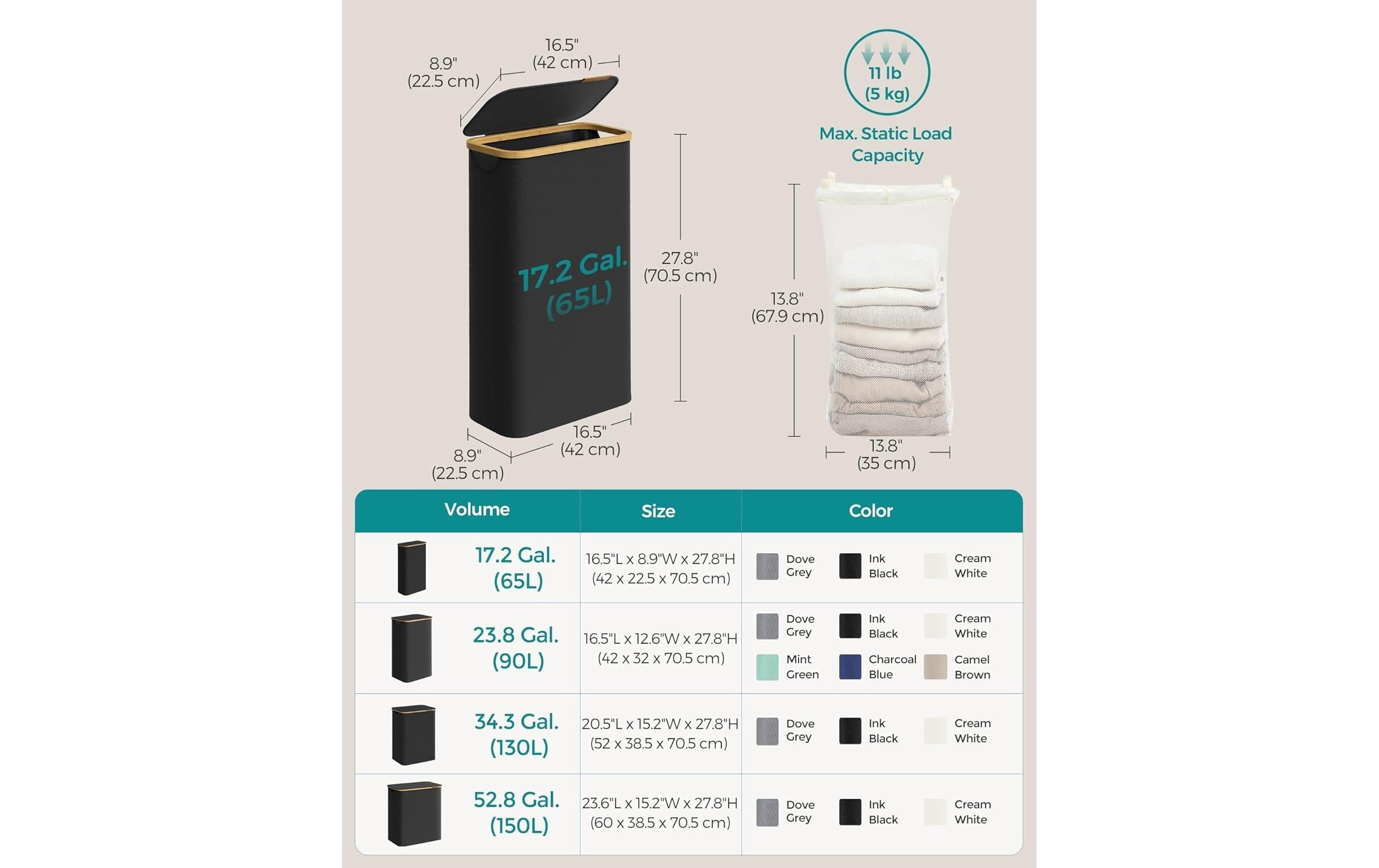 SONGMICS Panier à linge »65 l«