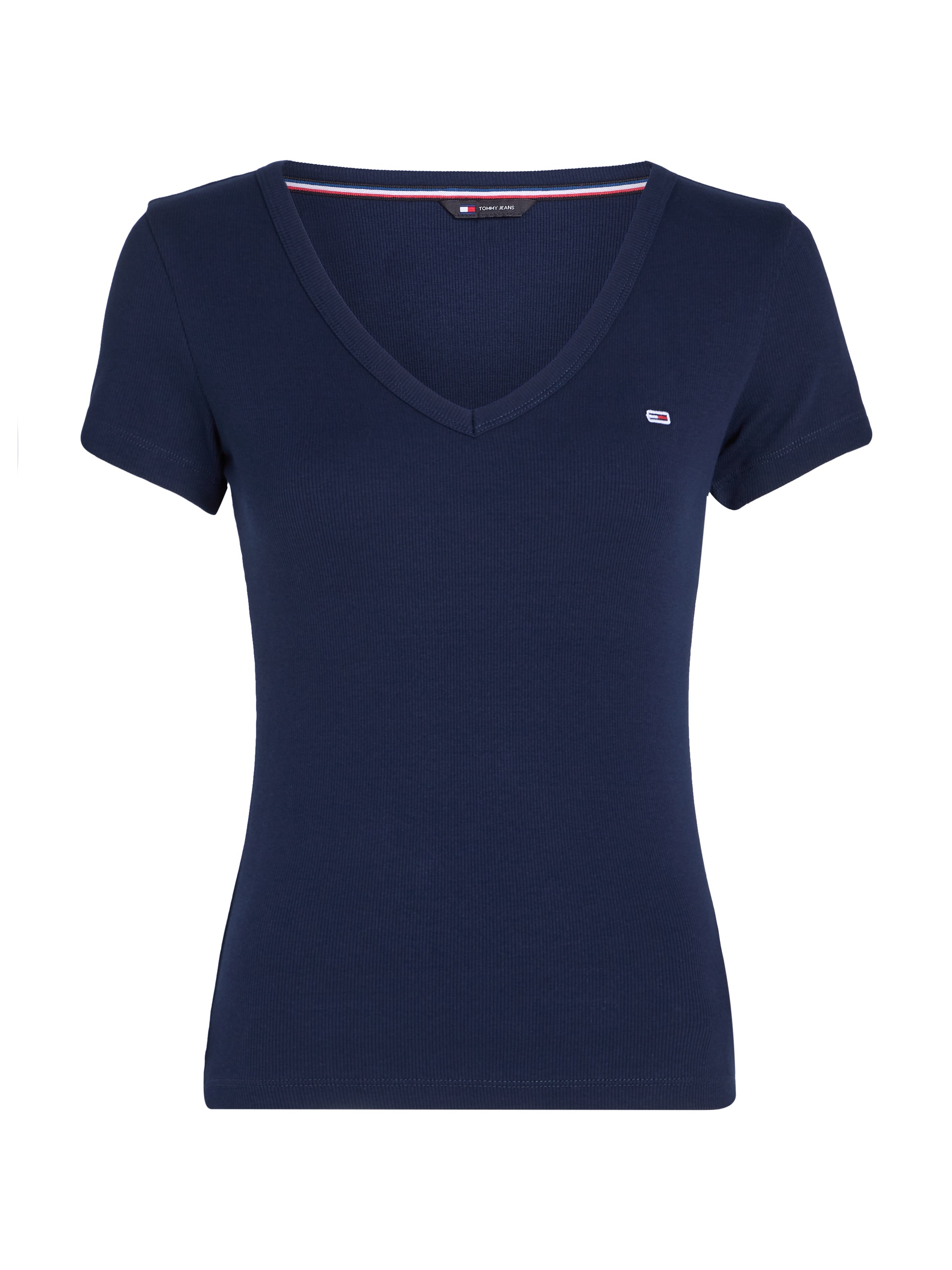 Tommy Jeans T-Shirt »TJW SLIM ESSENTIAL RIB V SS«, mit Logostickerei