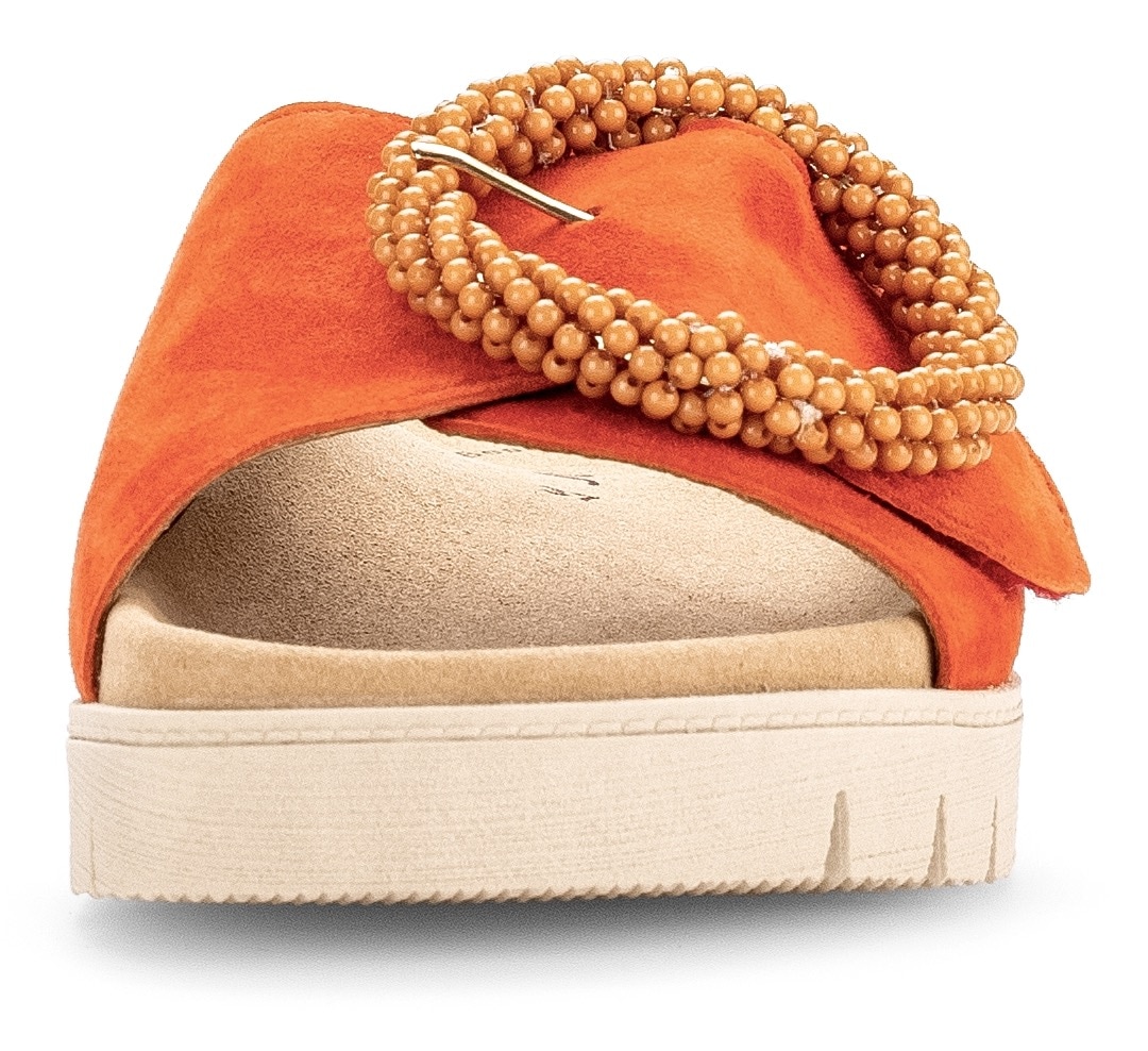 Gabor Pantolette  , Plateau, Sommerschuh, Schlappen mit Zierperlen an der Zierschnalle