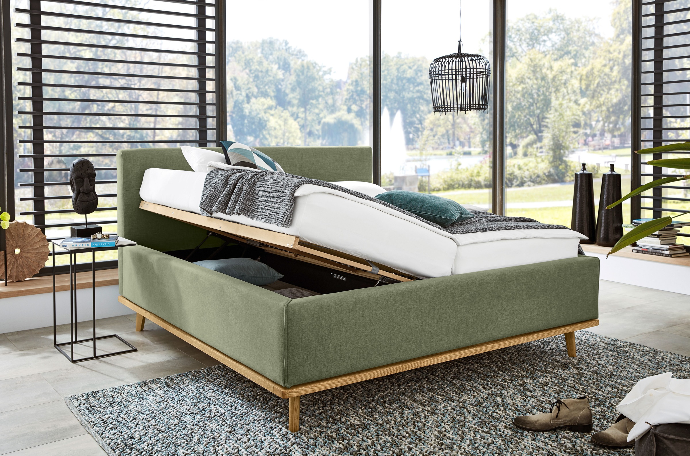 Musterring Polsterbett »Delphi« Eicherahmen massiv, Kopfteil mit Steppung