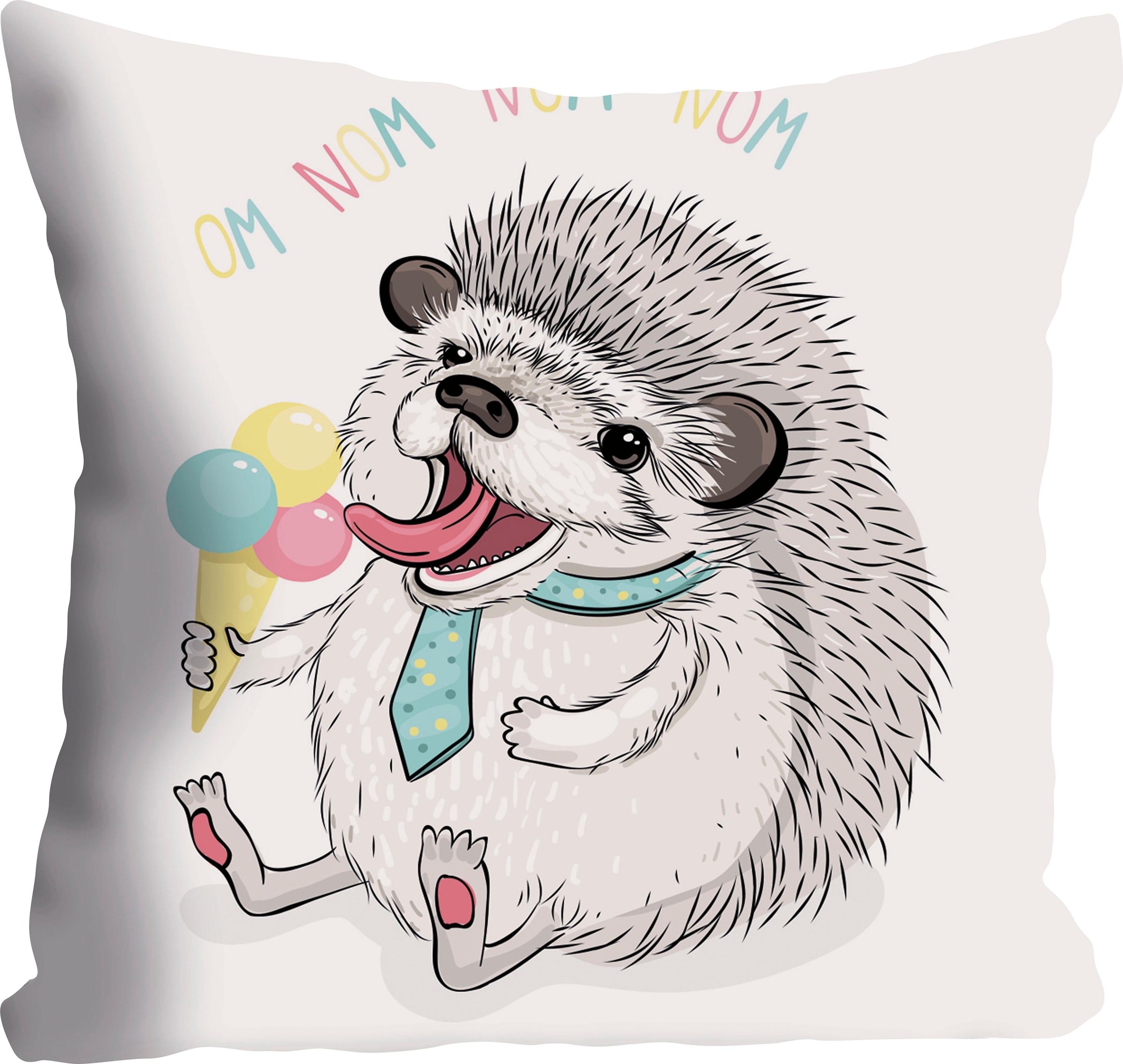 Image of queence Dekokissen ""Nom Nom"" mit kleinem Igel, Kissenhülle ohne Füllung, 1 Stück