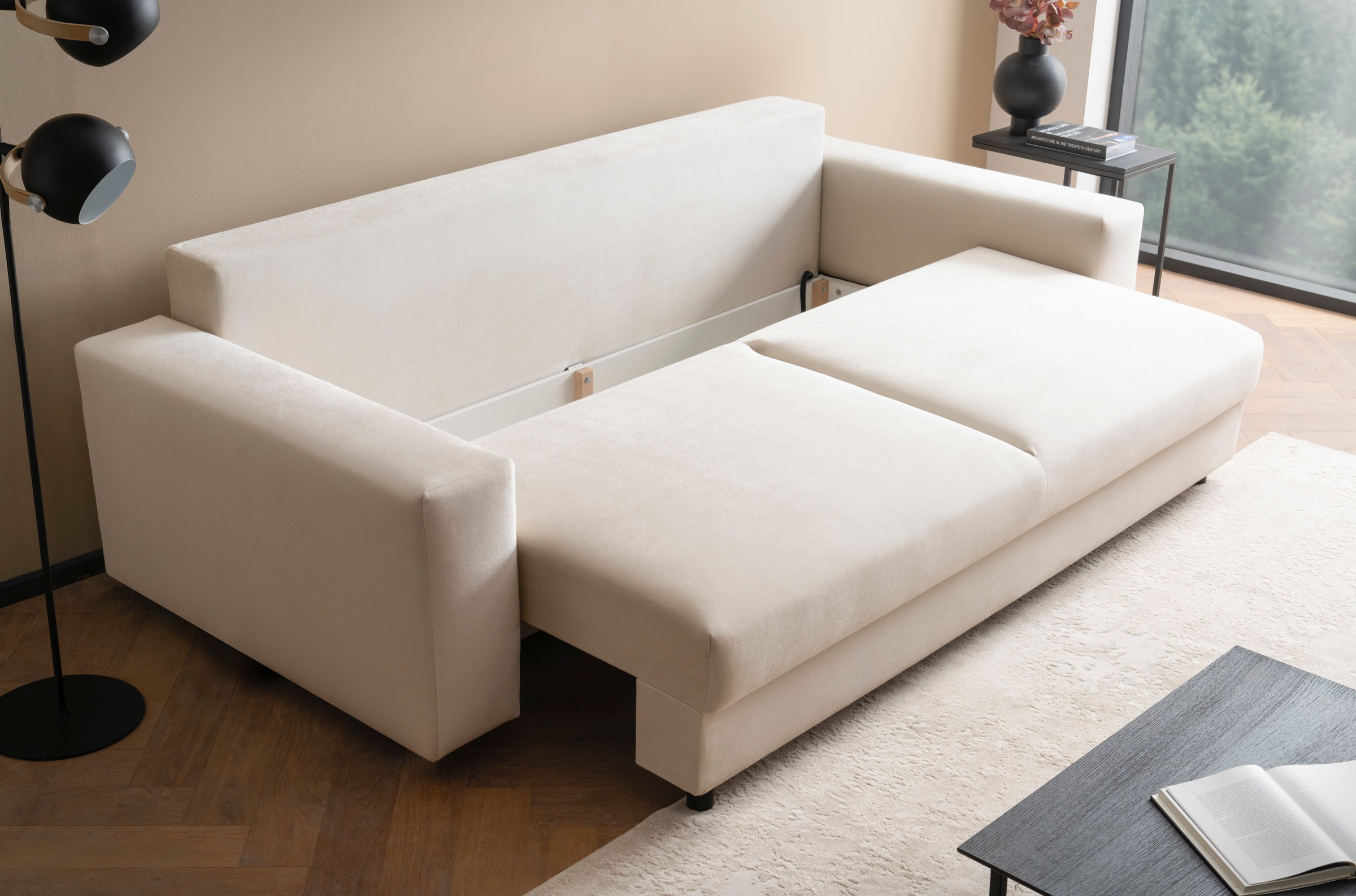 LeGer Home by Lena Gercke Schlafsofa »Imoga, Polster mit Schlaffunktion, 3-Sitzer Sofa, Couch mit Bettkasten«, in modernen Farben und Stoffen, Bettfunktion, Liegefläche: 200x150 cm